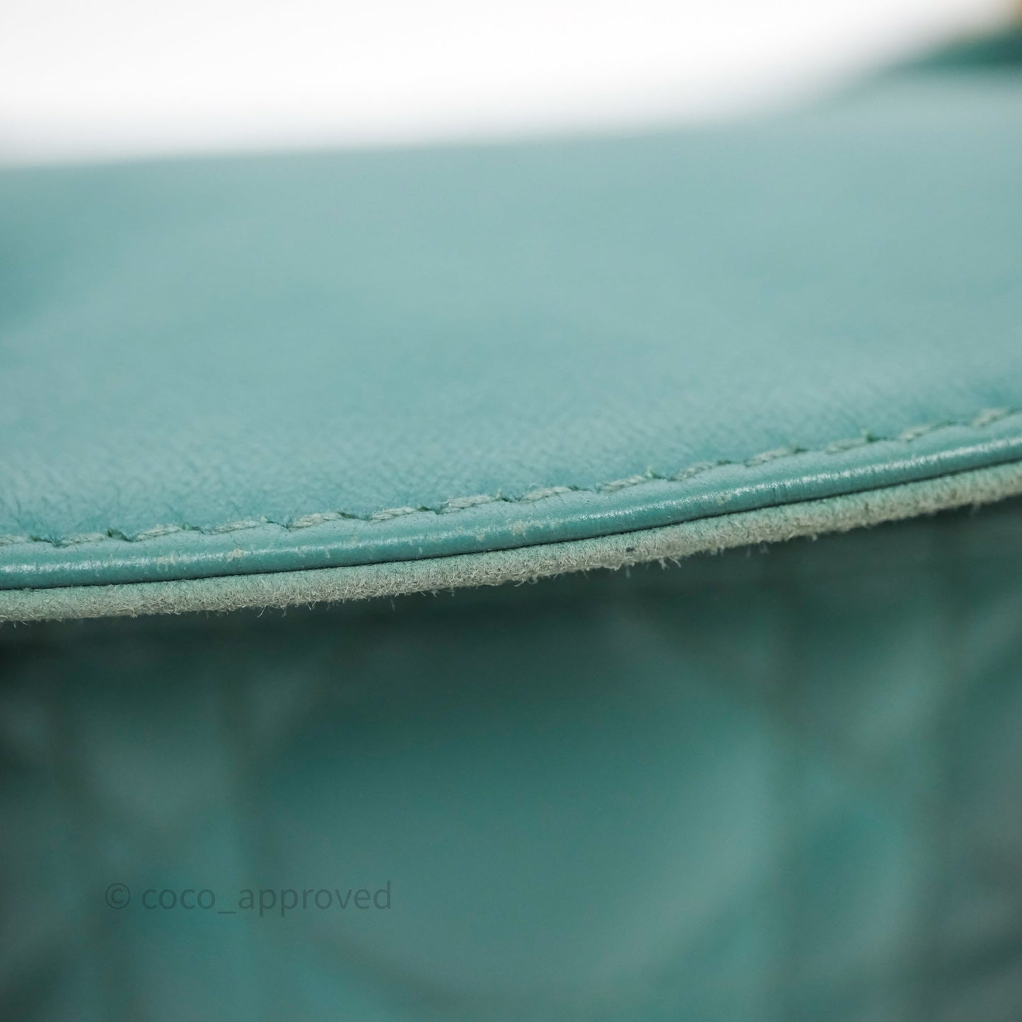 Christian Dior Mini Lady Dior Cannage Green Lambskin Gold Hardware