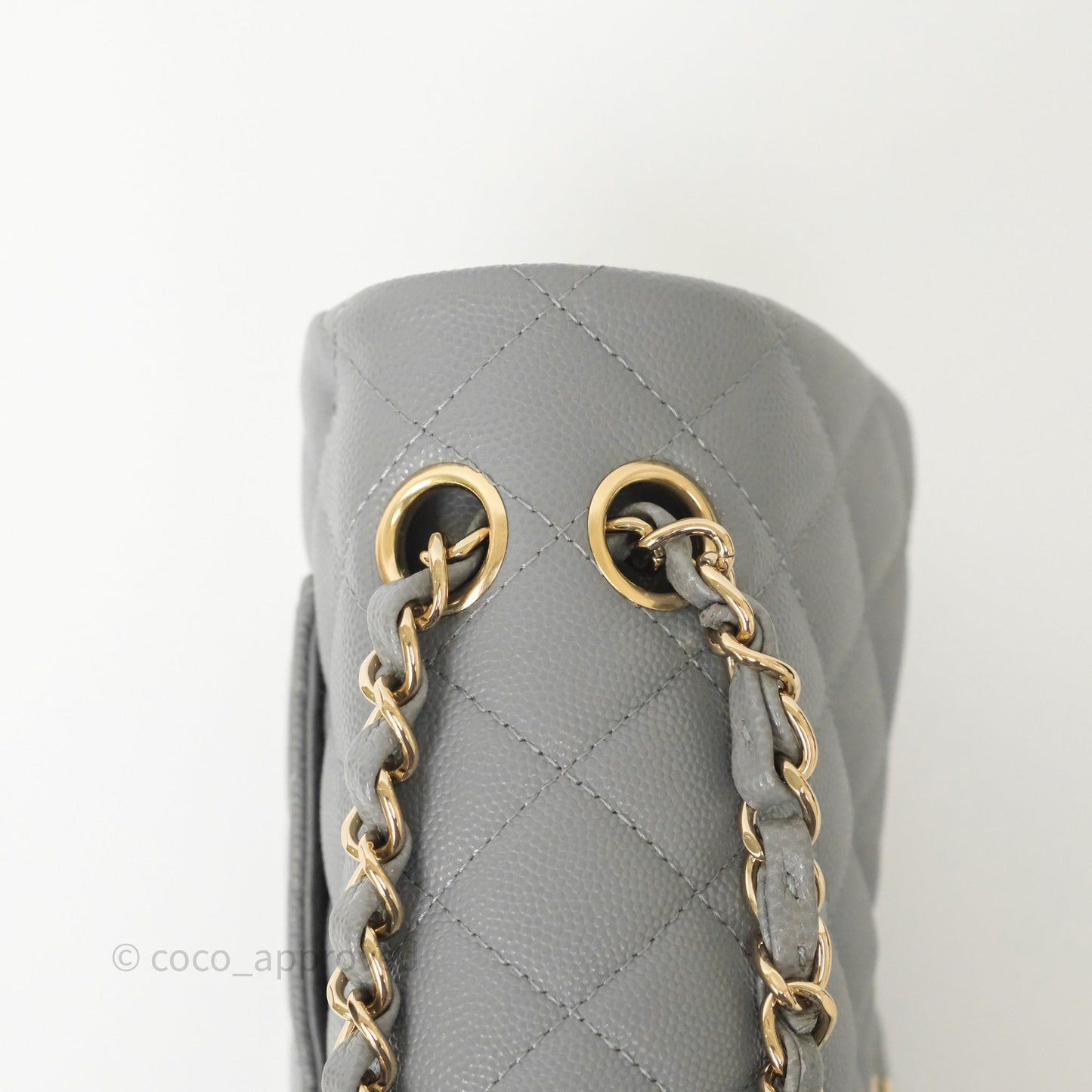 Chanel Small Classic Flap Quilted Grey Caviar Gold Hardware