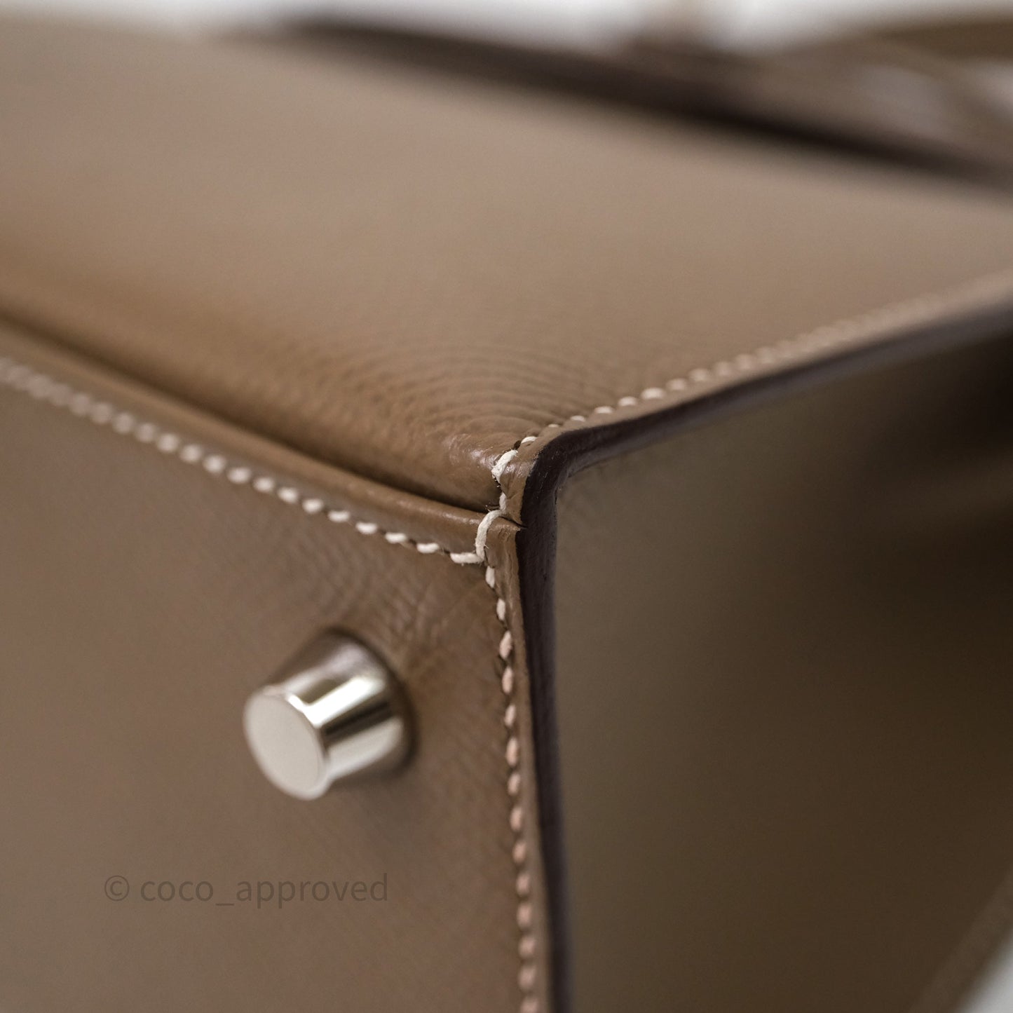 Hermes Kelly 25 Etoupe 18 Epsom Palladium Hardware