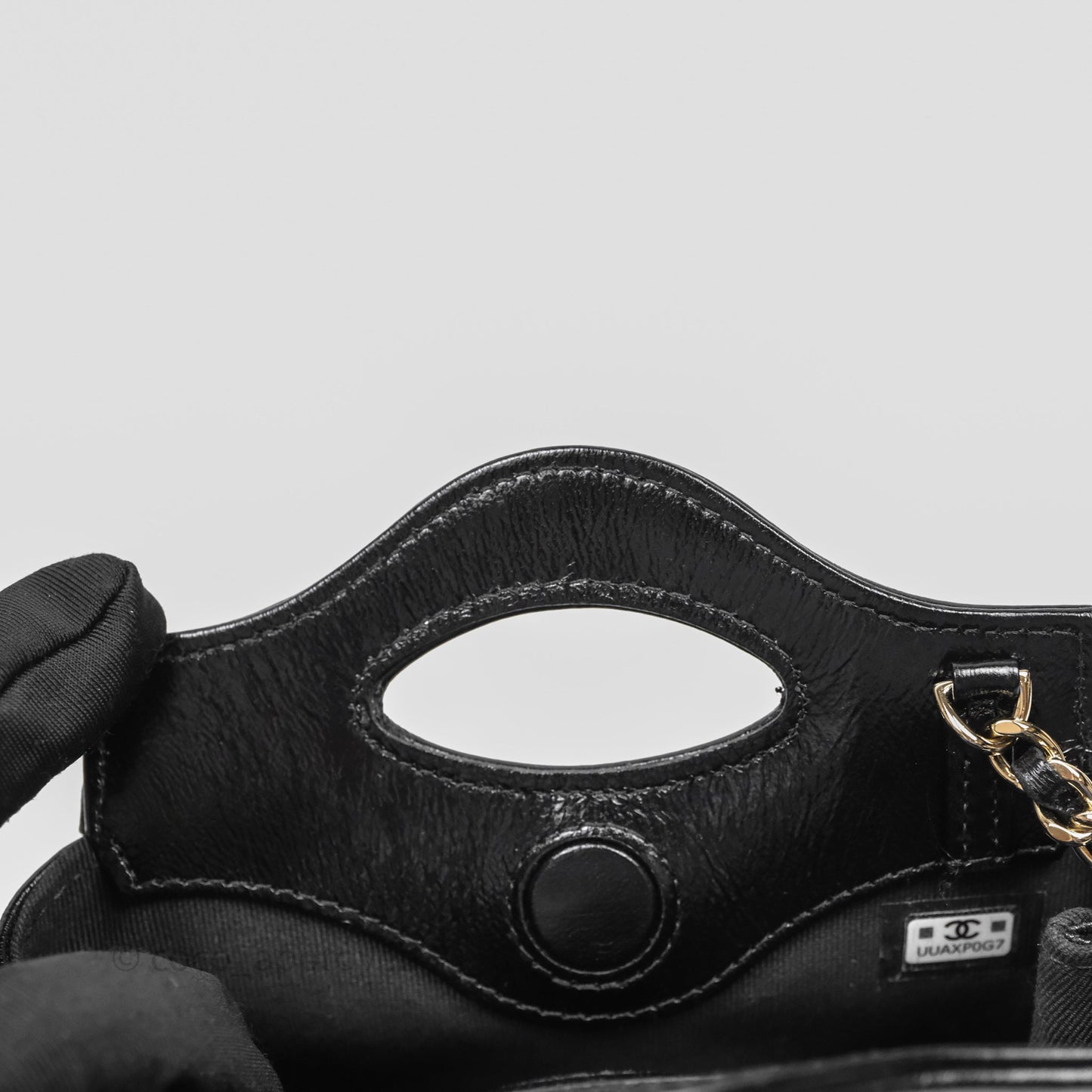 Chanel Micro 31 Clutch With Chain Black Shiny Calfskin Gold Hardware