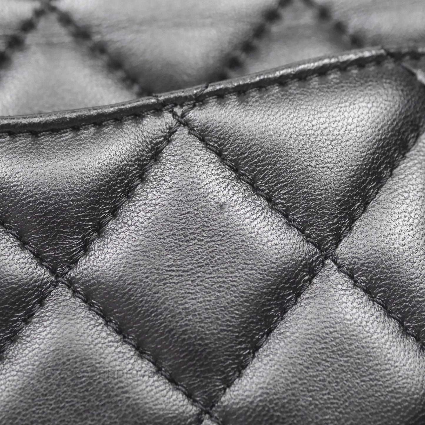 Chanel Logo Pearl Chain Flap Bag Black Lambskin Gold Hardware