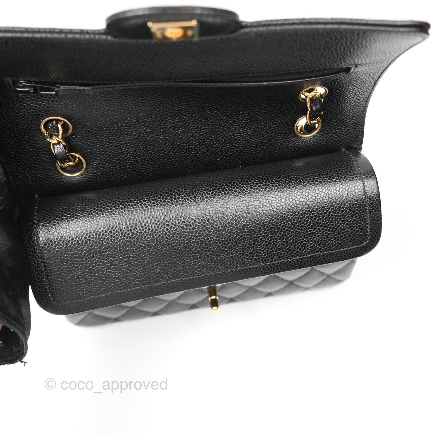 Chanel Small Classic Flap Quilted Black Caviar Gold Hardware