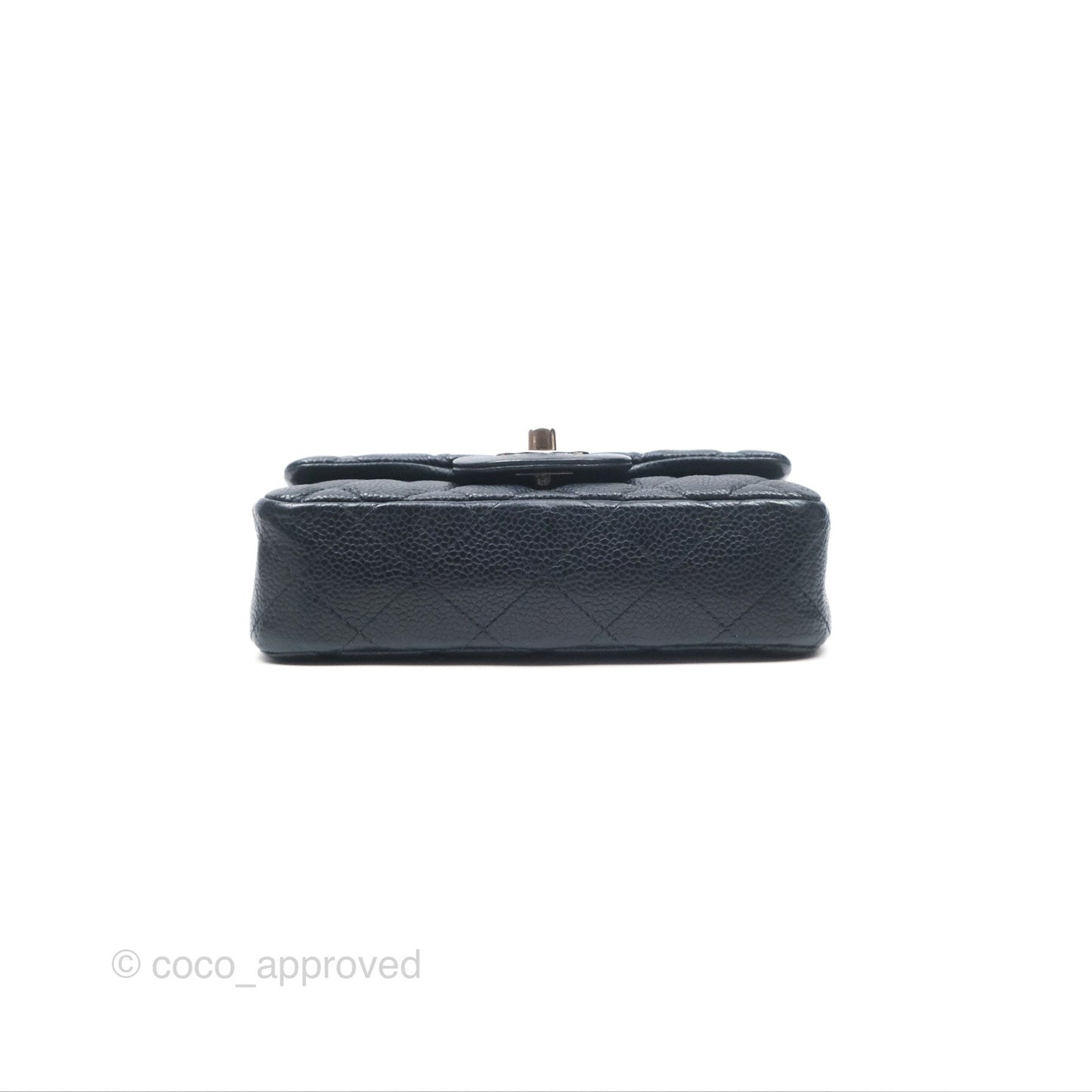Chanel Quilted Extra Mini Rectangular Flap Dark Navy Caviar Silver Hardware