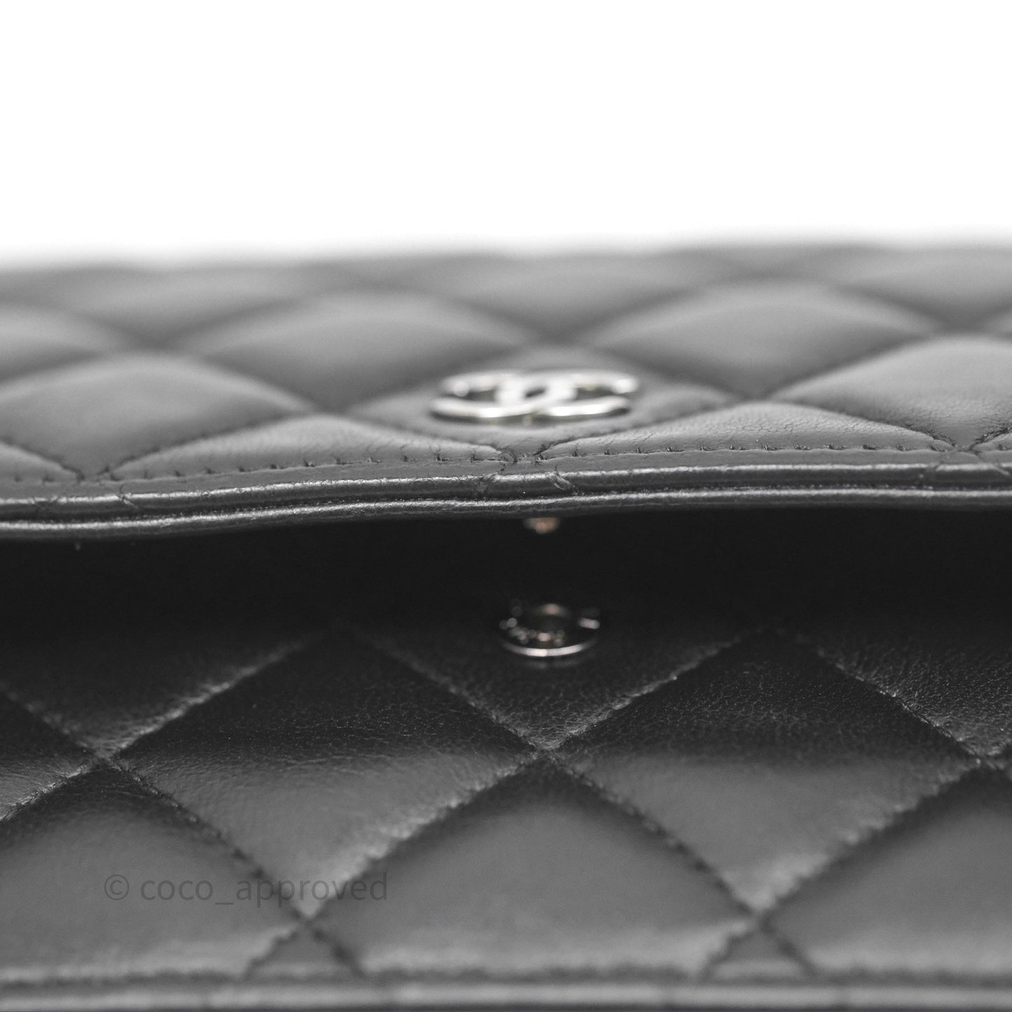 Chanel Quilted WOC Black Lambskin Silver Hardware