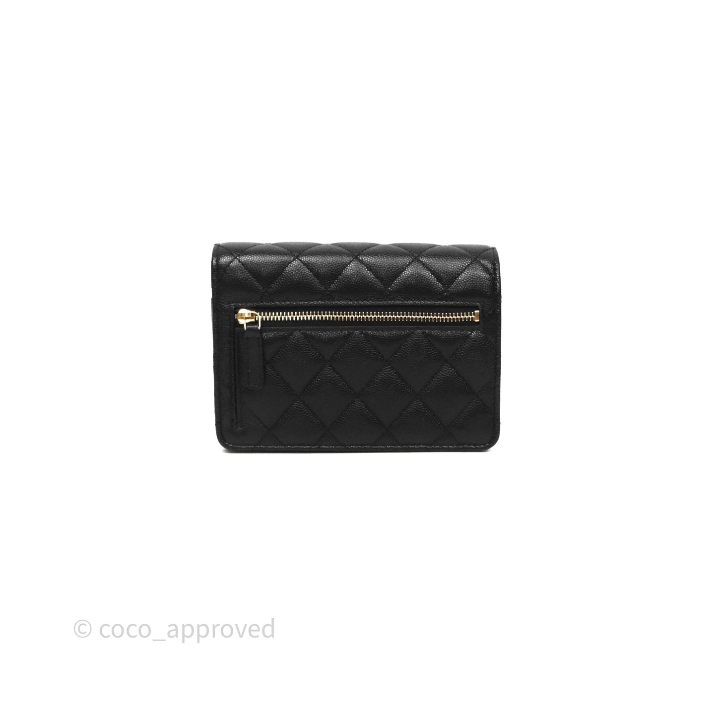 Chanel Quilted Mini Wallet on Chain WOC Black Caviar Gold Hardware