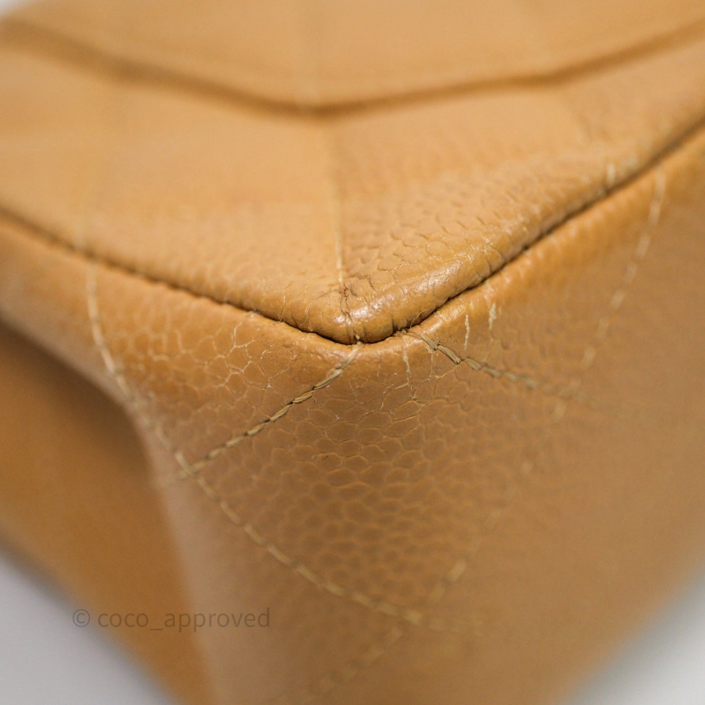 Chanel Vintage Small Classic Flap Beige Claire Caviar 24K Gold Hardware