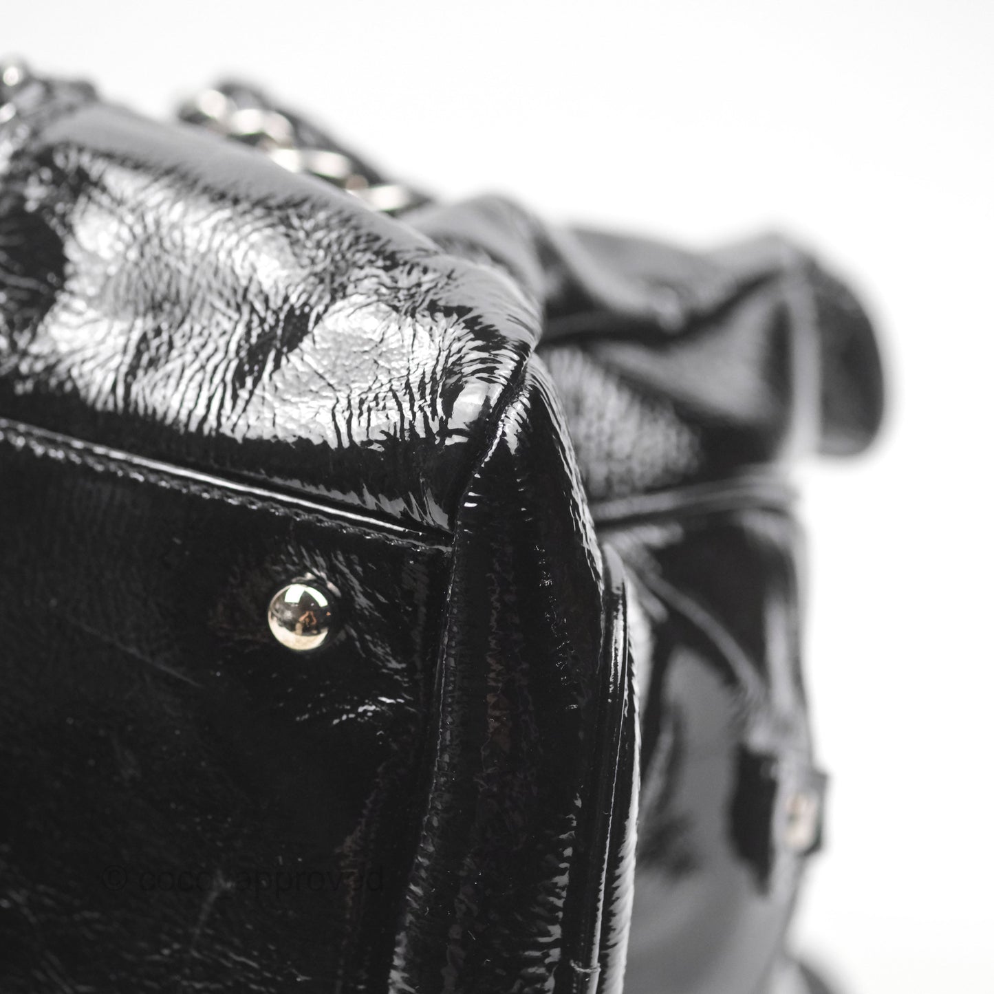 Chanel Bowling Tote Bag Black Glazed Calfskin Silver Hardware