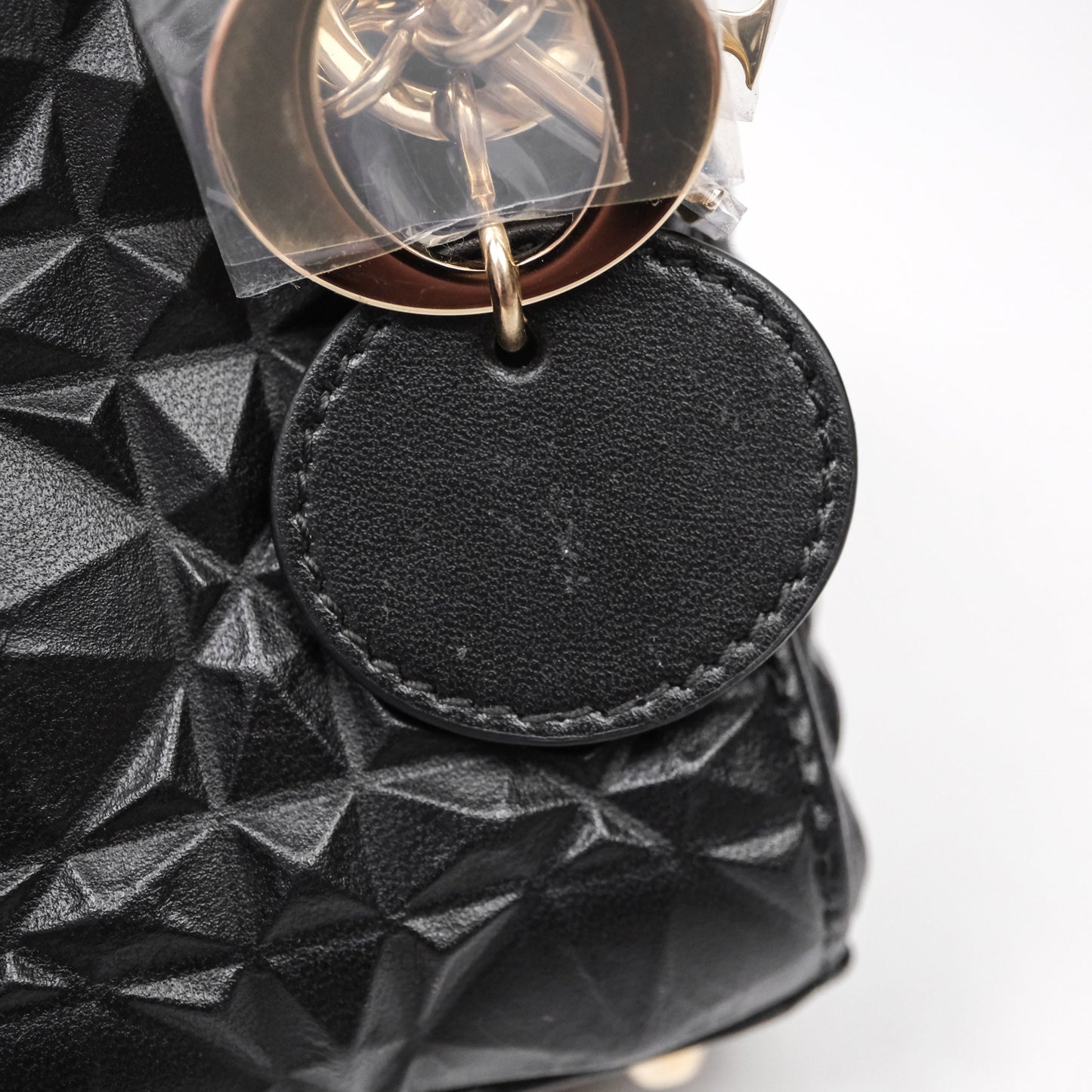 Dior Mirco Lady Dior Black Cannage Calfskin with Diamond Motif Gold Hardware