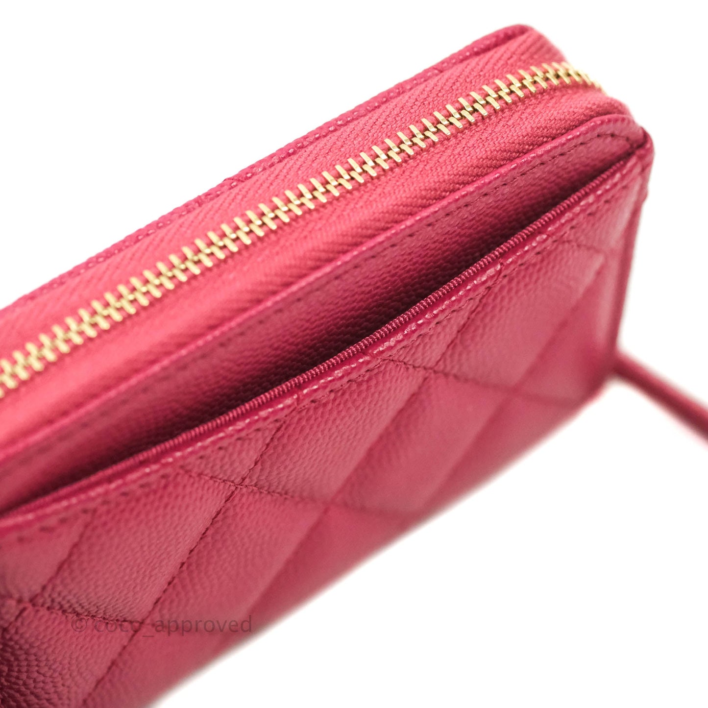 Chanel Classic Zipped Coin Purse Rosy Red Caviar Gold Hardware 21A