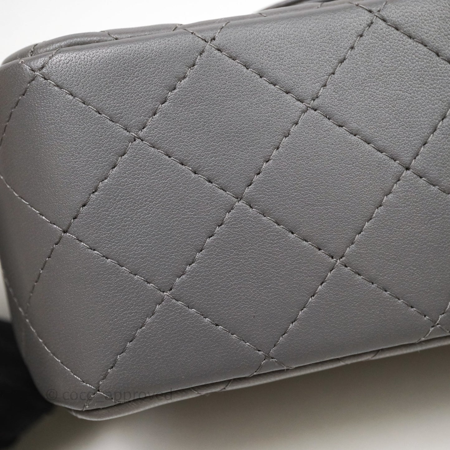 Chanel Mini Square Quilted Grey Lambskin Gold Hardware