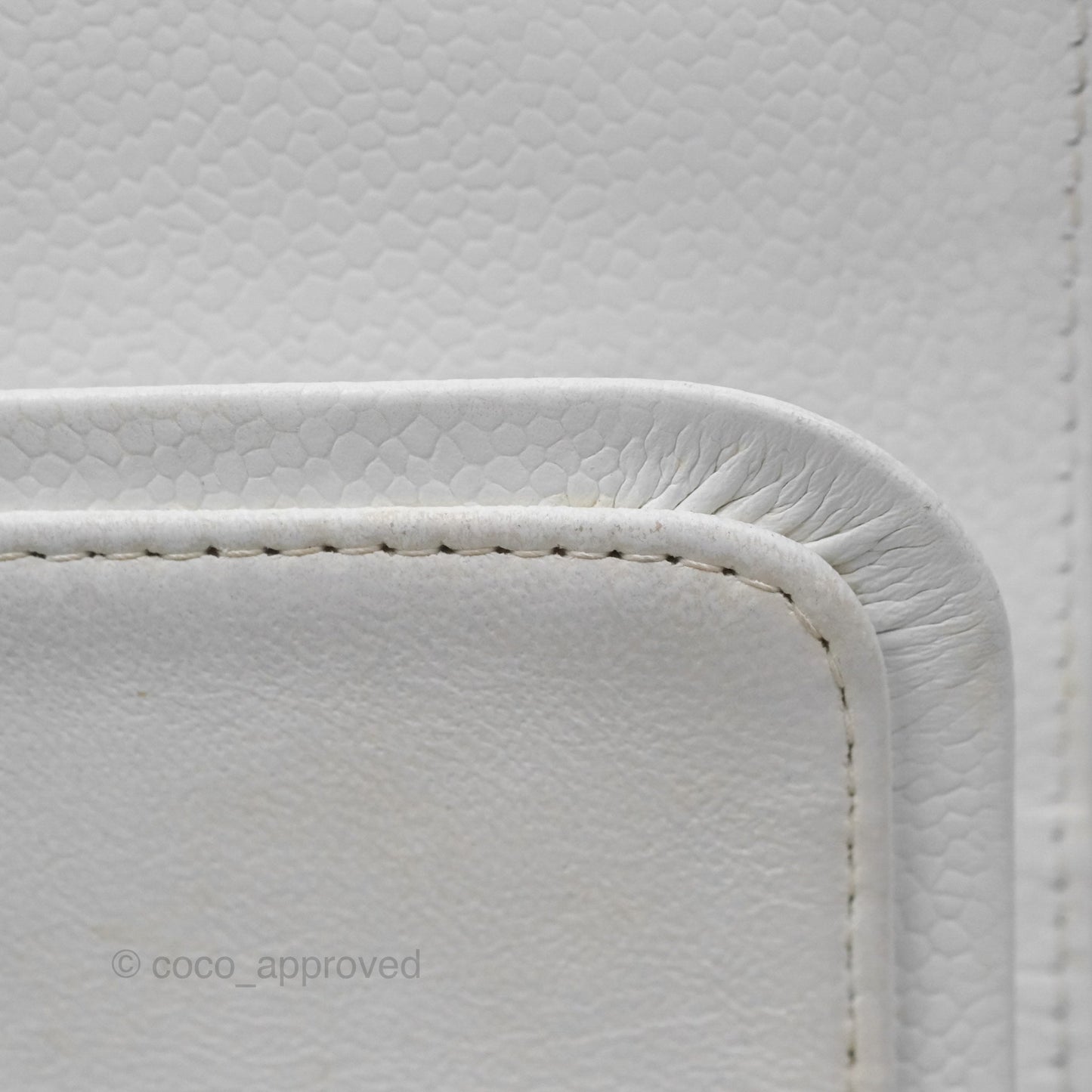 Chanel Classic M/L Medium Double Flap White Caviar Silver Hardware
