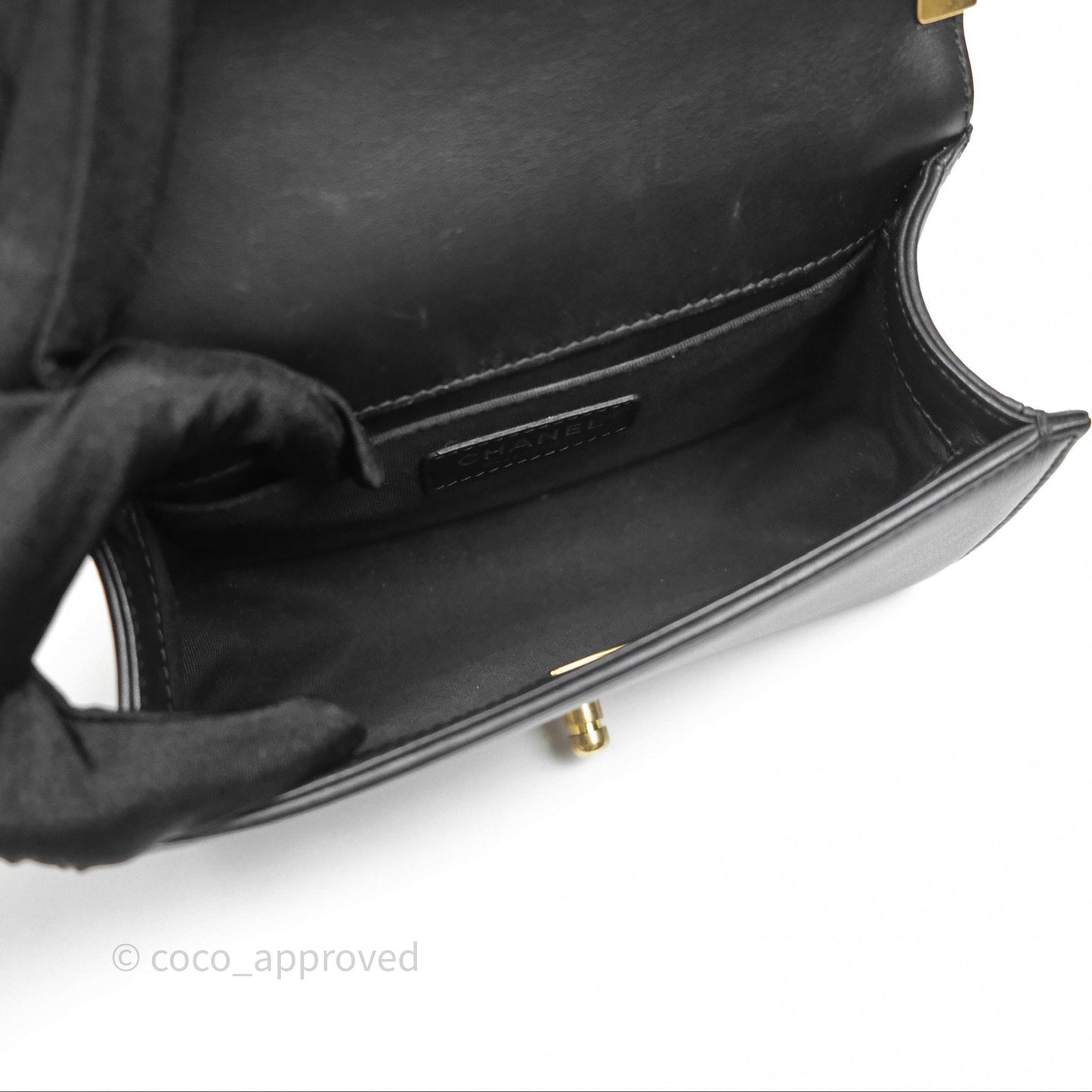 Chanel Small Boy Black Lambskin Aged Gold Hardware
