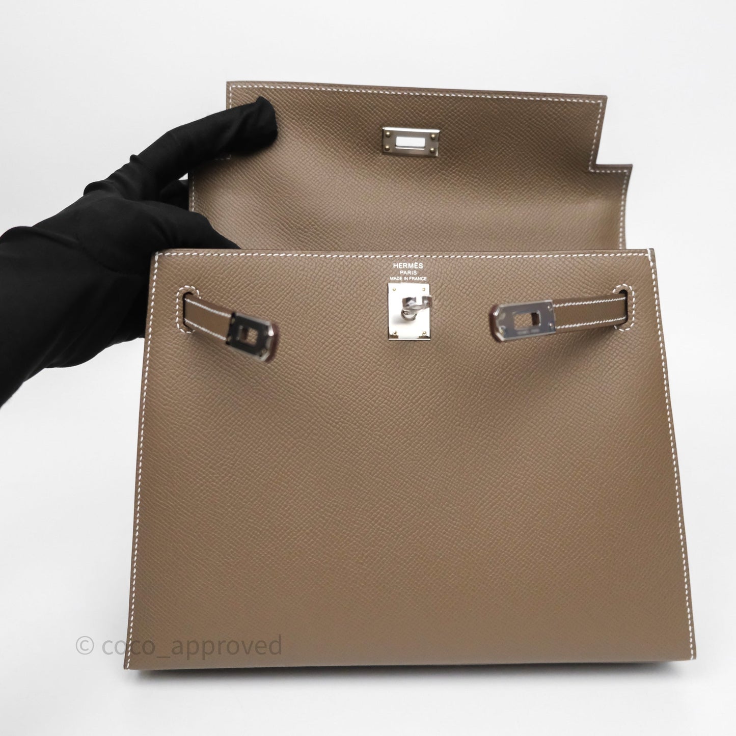 Hermes Kelly 25 Etoupe 18 Palladium Hardware