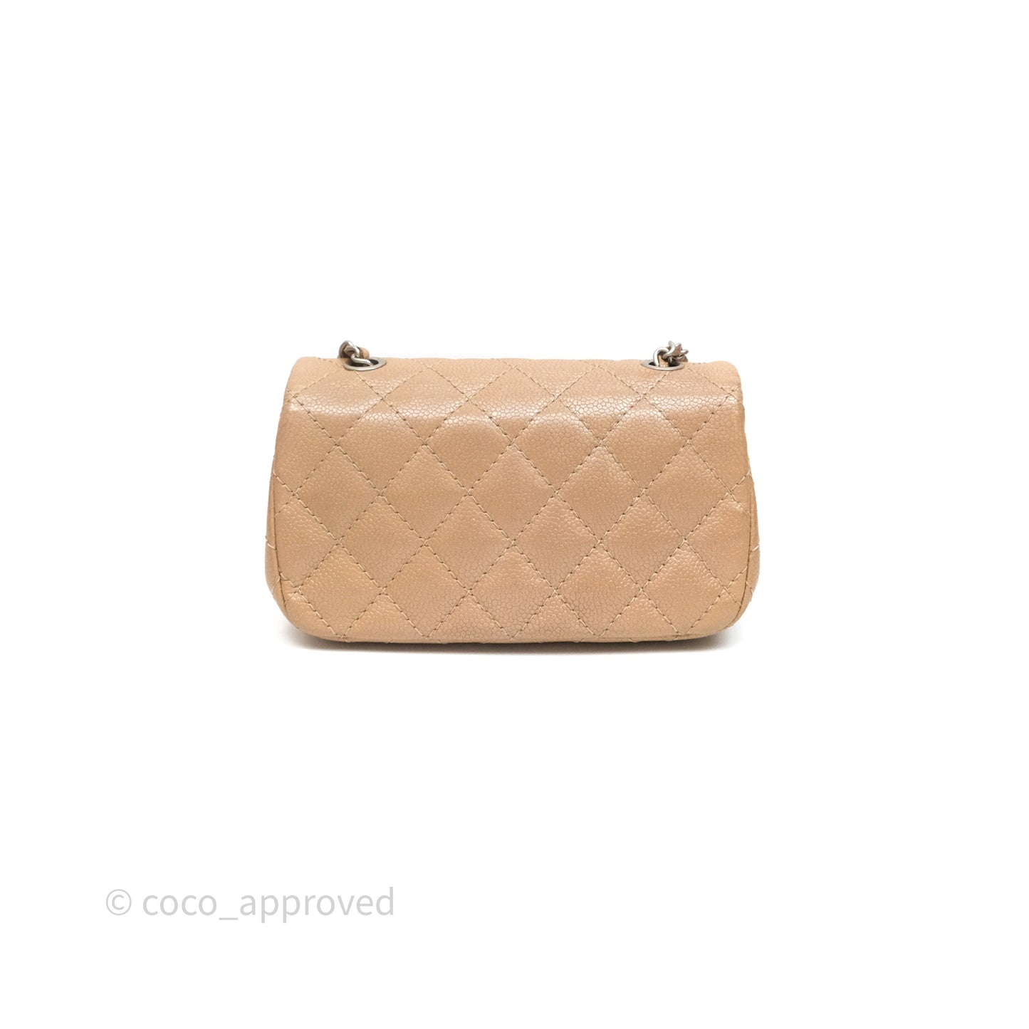 Chanel Quilted Extra Mini Rectangular Flap Beige Caviar Matt Silver Hardware