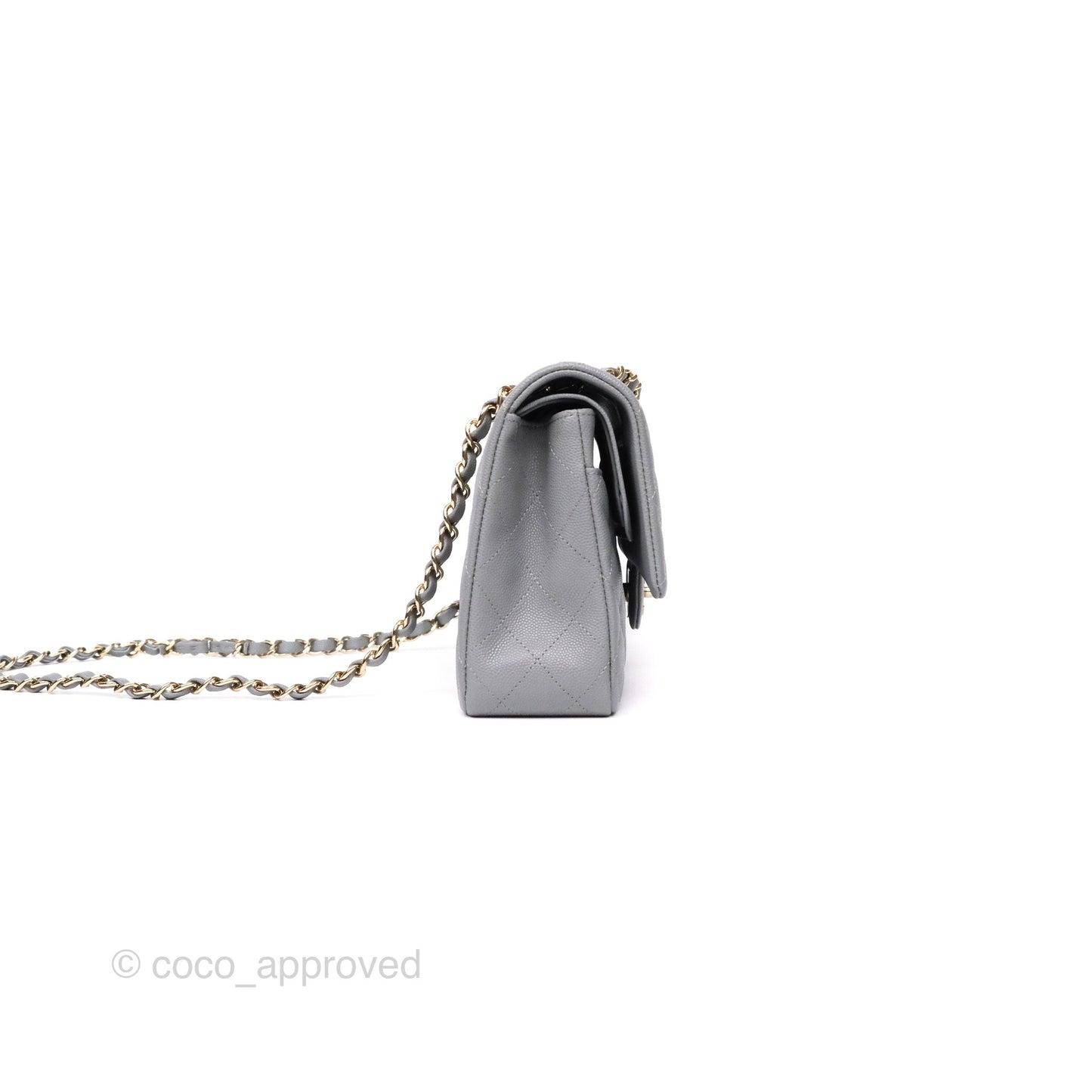 Chanel Classic M/L Medium Flap Quilted Grey Caviar Gold Hardware