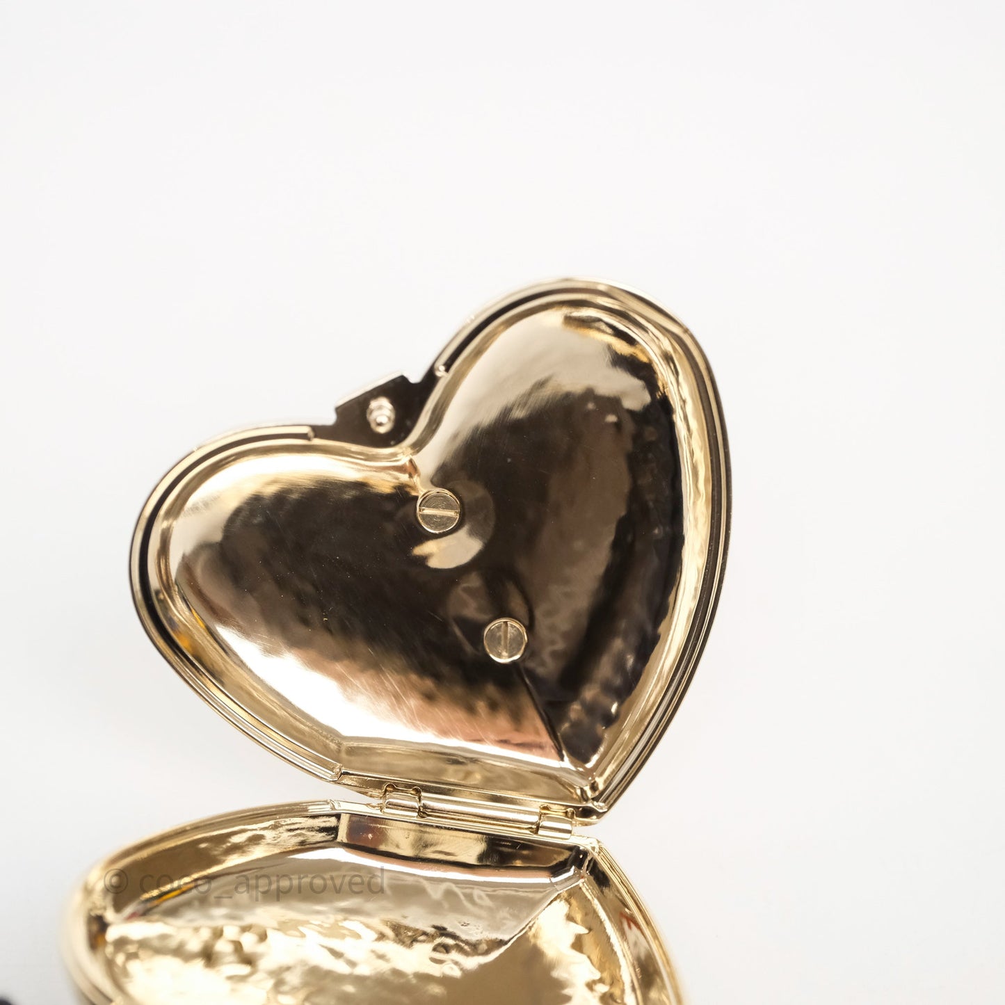Chanel Metal CC Heart Locket Long Necklace Gold Tone 22C