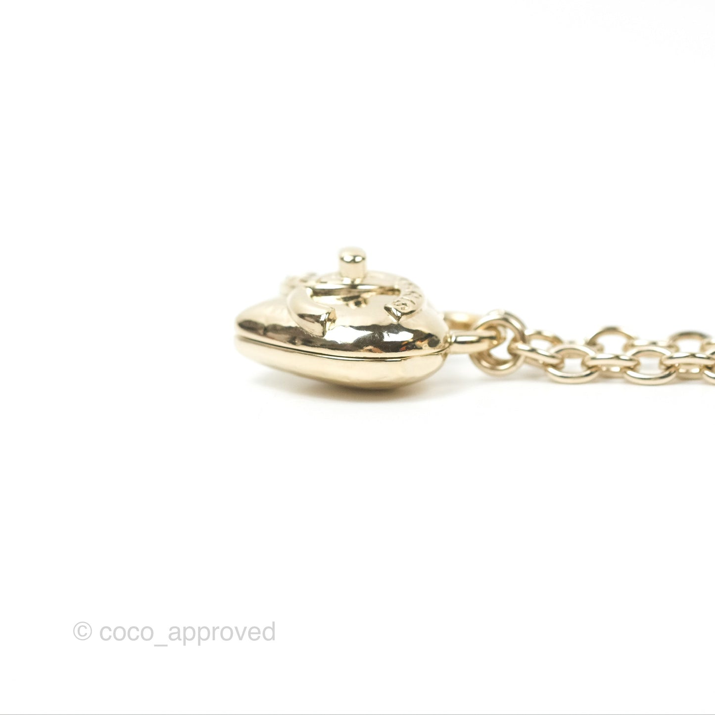 Chanel CC Lock Heart Locket Necklace Gold Tone 22B