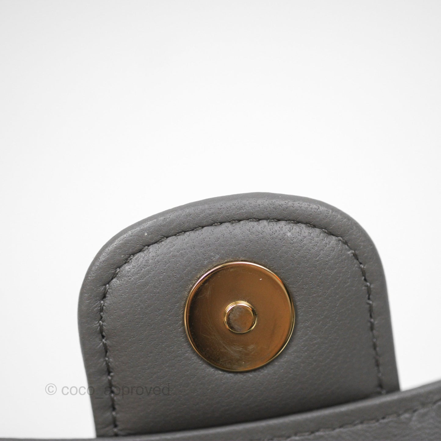 Chanel Mini Handle Clutch With Chain Grey Lambskin Gold Hardware