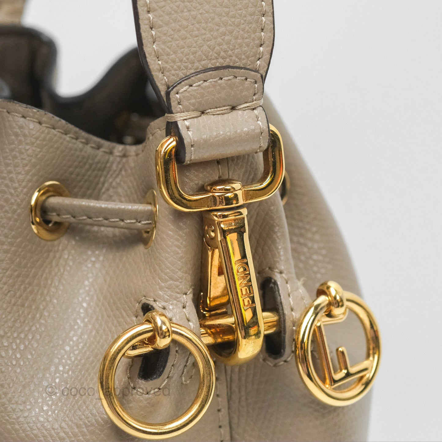 Fendi Mini Mon Tresor Bucket Bag Tortora Grained Calfskin