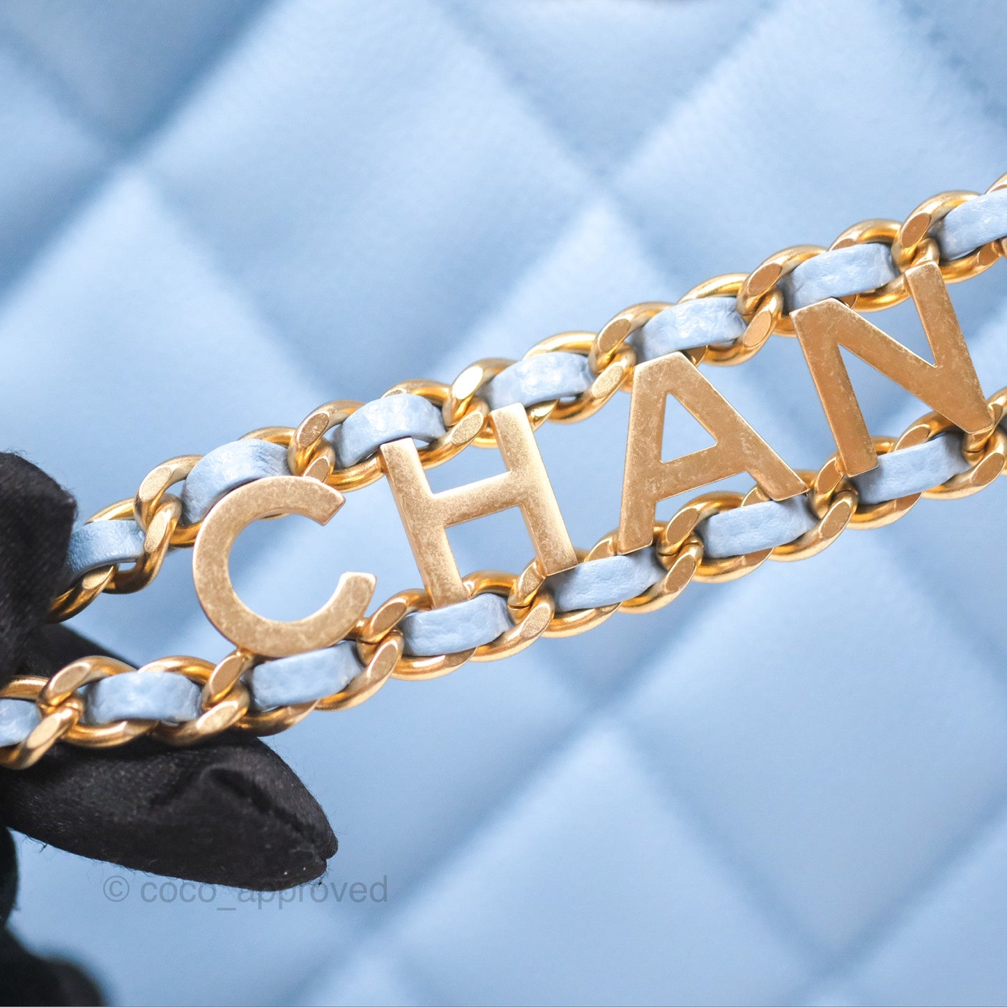 Chanel Small CC Chain Hobo Caviar Blue Aged Gold Hardware