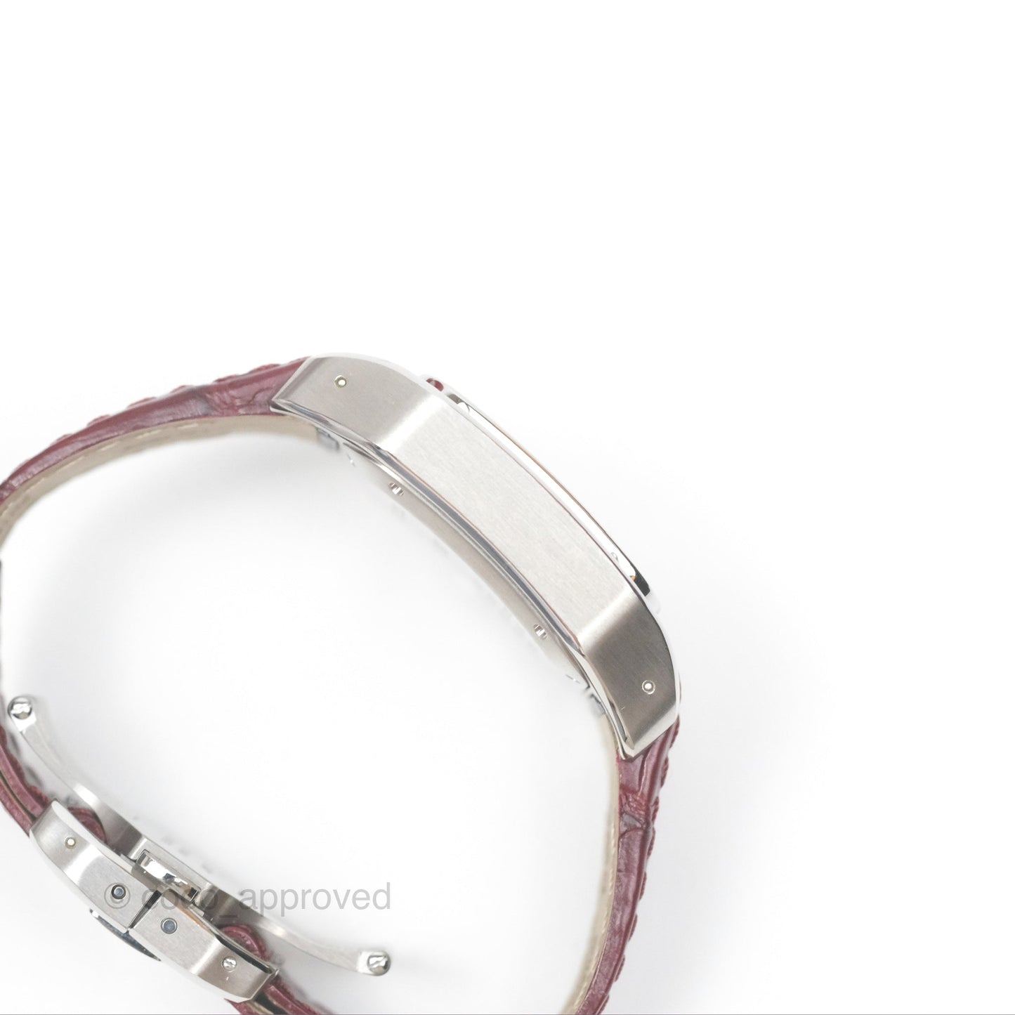 Cartier Santos-Dumont Automatic Steel Watch Burgundy Alligator-skin Strap