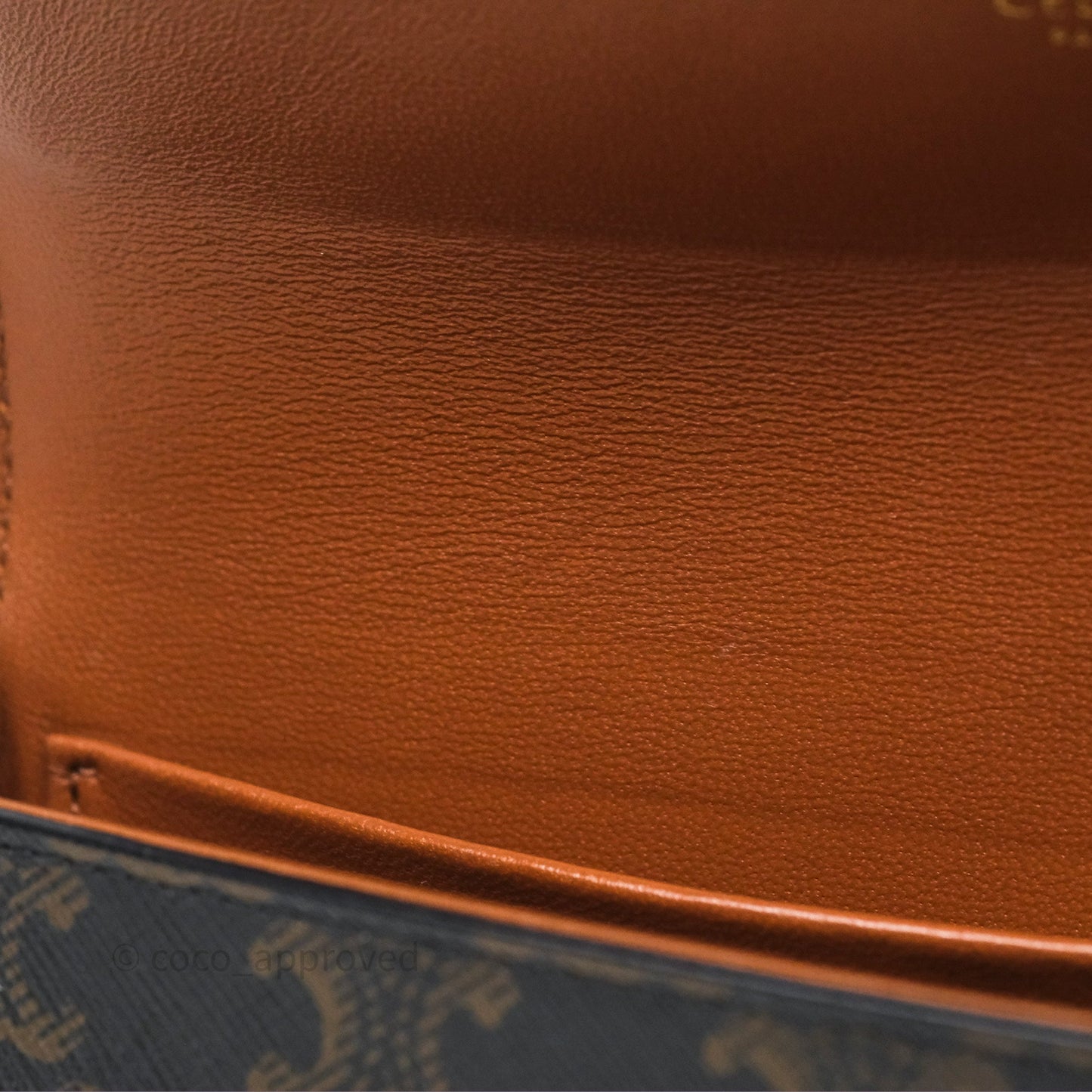 Celine Triomphe Shoulder Bag Tan Calfskin Triomphe Canvas