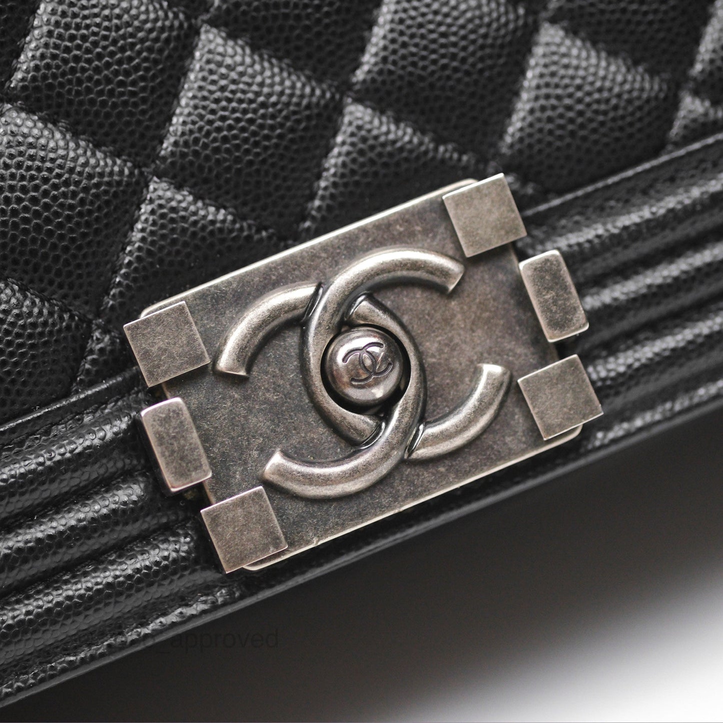 Chanel Medium Boy Quilted Black Caviar Ruthenium Hardware