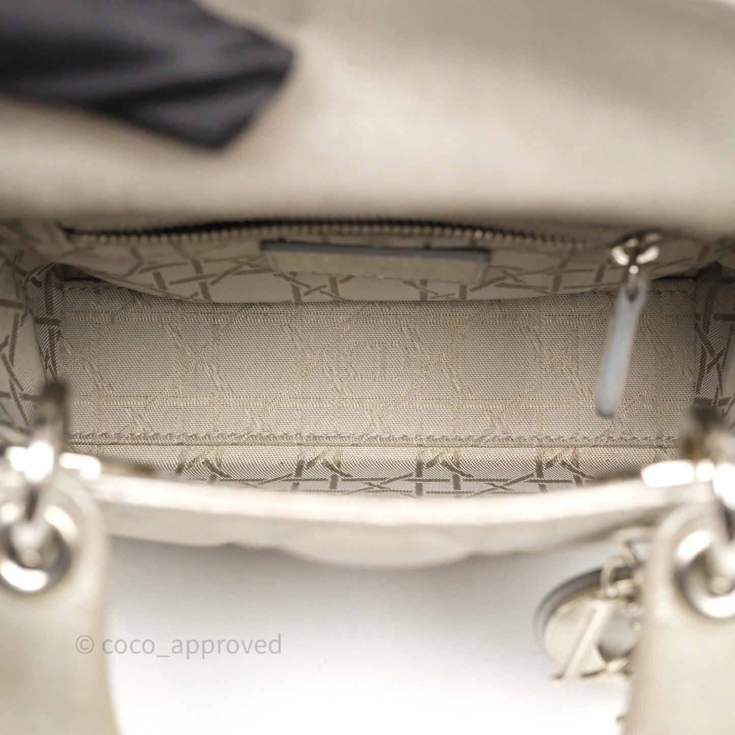 Christian Dior Mini Lady Dior Metallic Silver Nubuck Silver Hardware