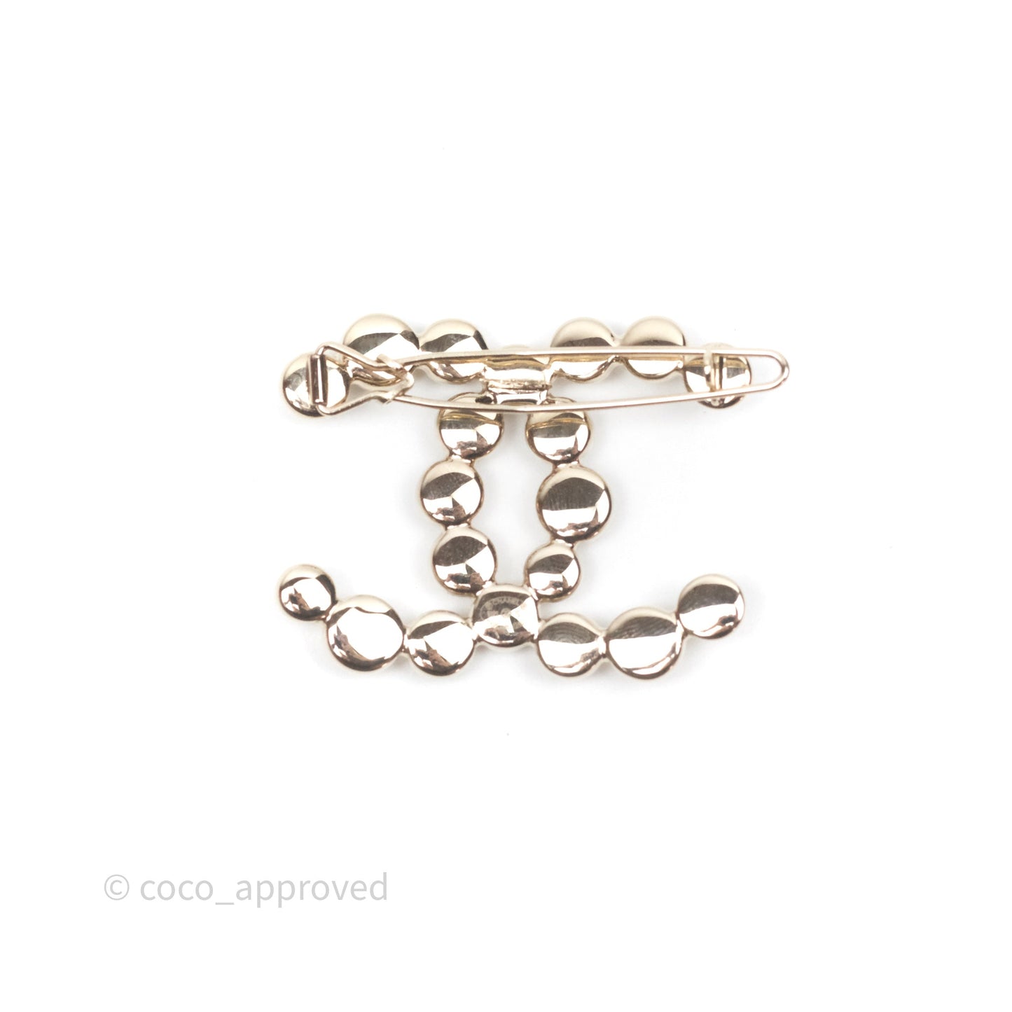 Chanel Metal Beaded CC Hair Clip Gold Tone 21S