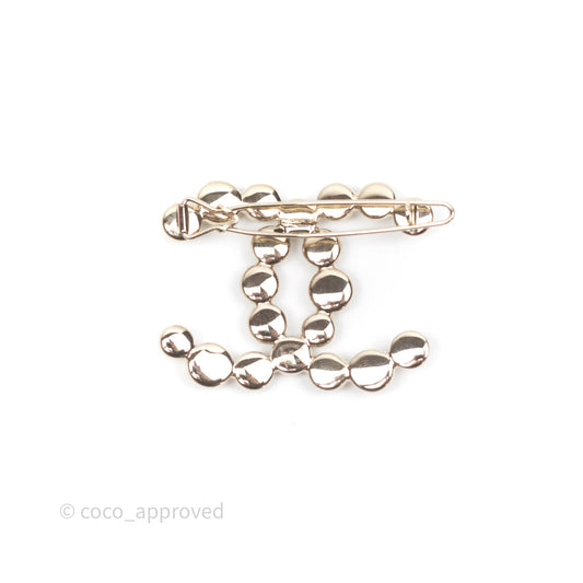 Chanel Metal Beaded CC Hair Clip Gold Tone 21S
