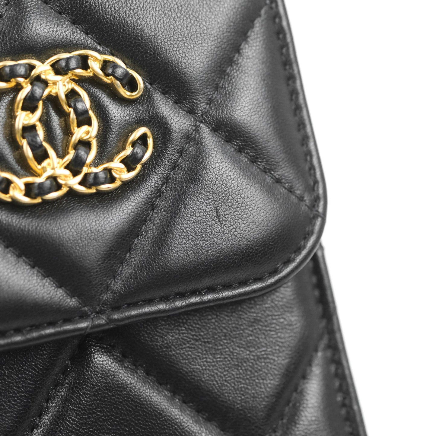 Chanel 19 Phone Holder Black Mixed Hardware