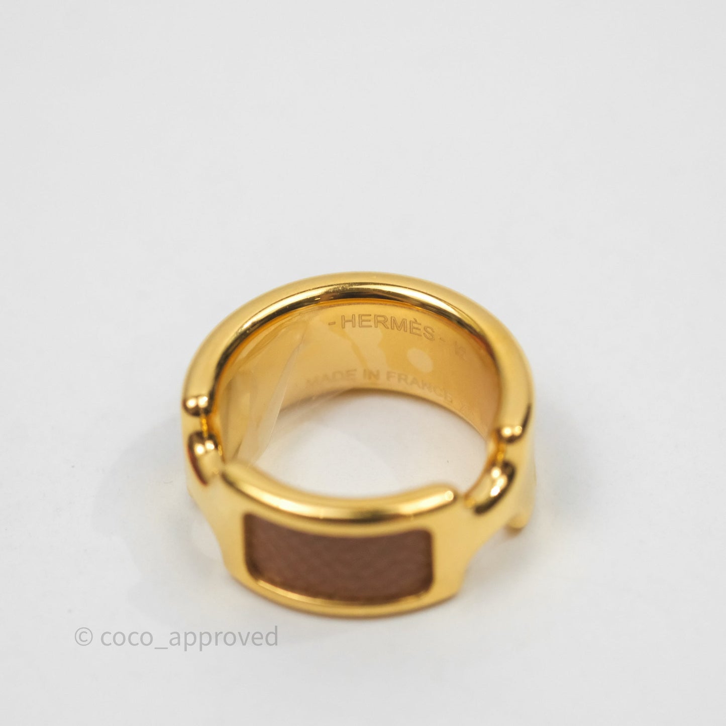 Hermès Olympe Ring Small Model Gold 37 Epsom Gold Hardware
