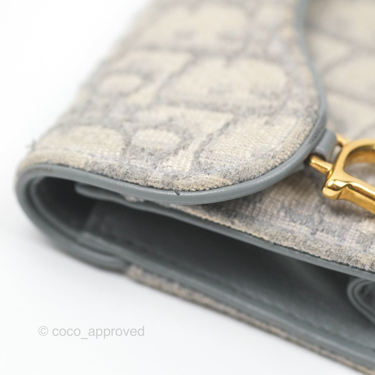 Christian Dior Saddle Bloom Card Holder Gray Dior Oblique Jacquard