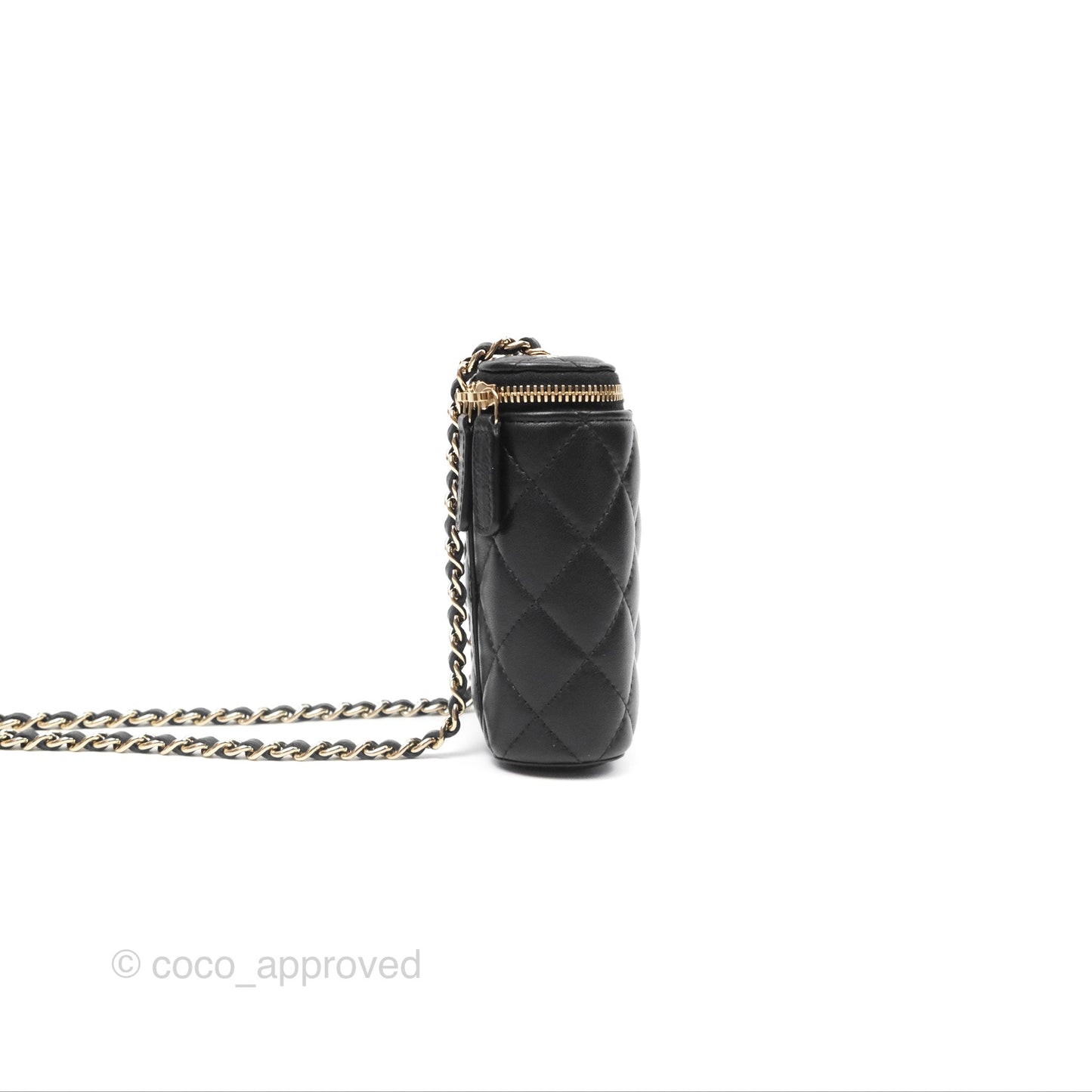 Chanel Classic Mini Vanity With Chain Black Lambskin Gold Hardware