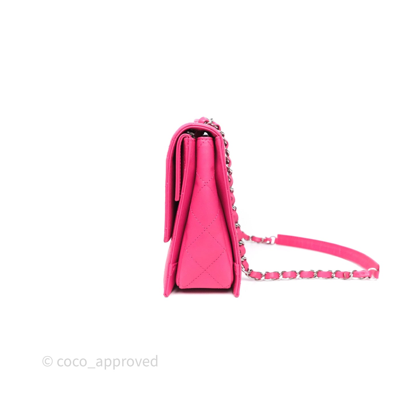Chanel Stitched Double Flap Bag Pink Calfskin Silver Hardware