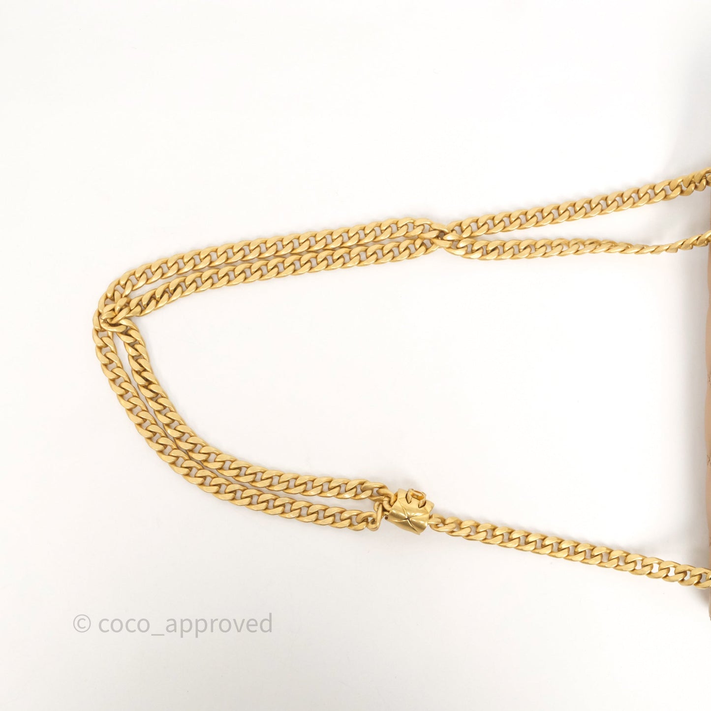 Chanel Medium All Slide Adjustable Chain Flap Bag Beige Lambskin Aged Gold Hardware