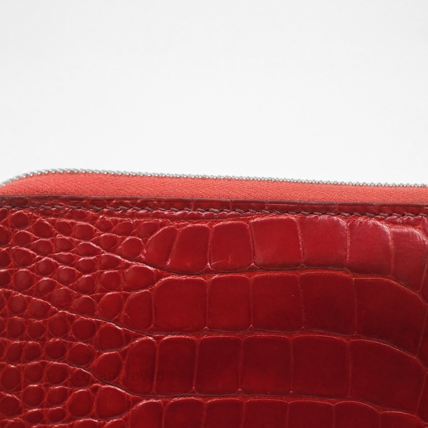 Hermès Azap Wallet Red Alligator Palladium Hardware
