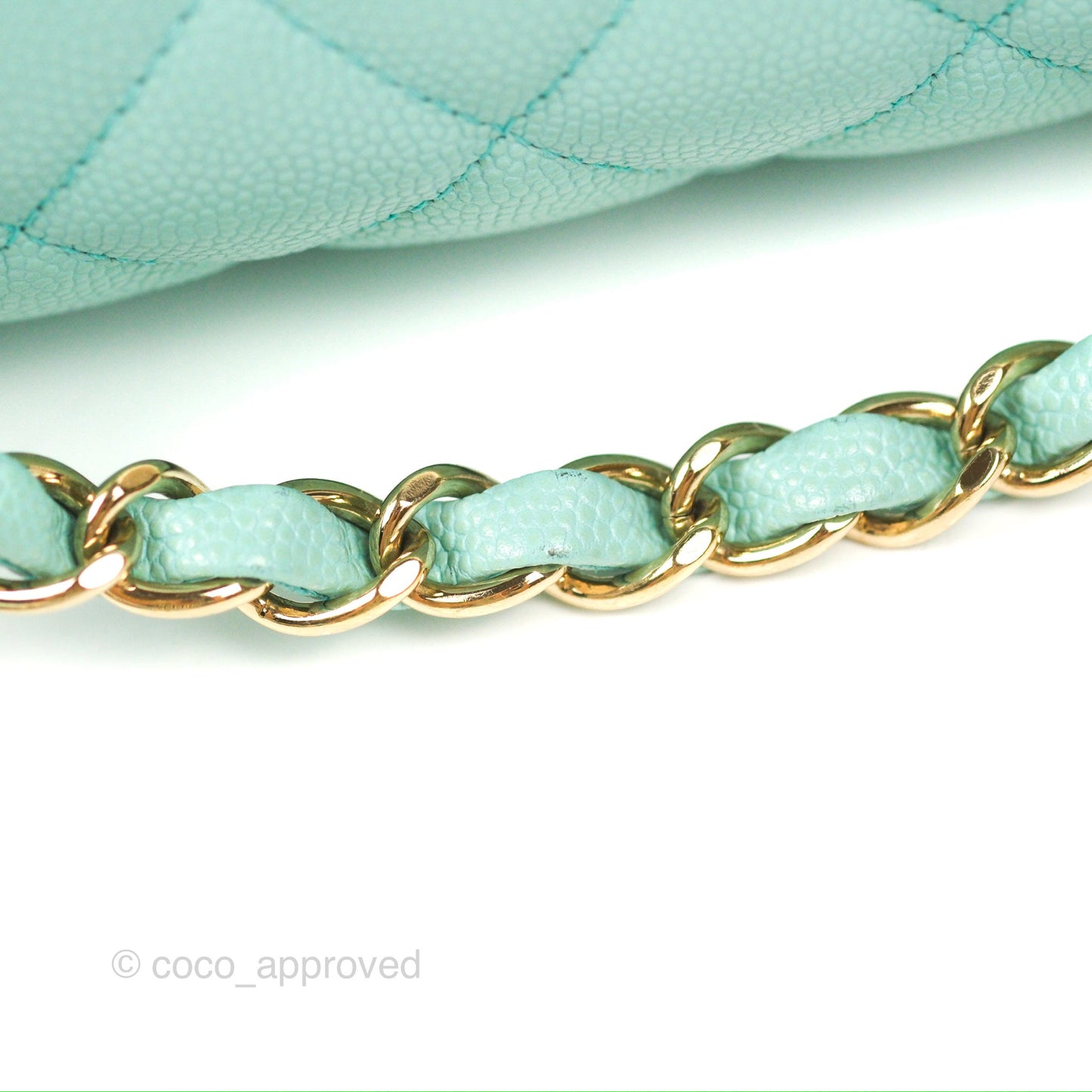 Chanel Small Classic Quilted Flap Tiffany Blue Caviar Gold Hardware 20C