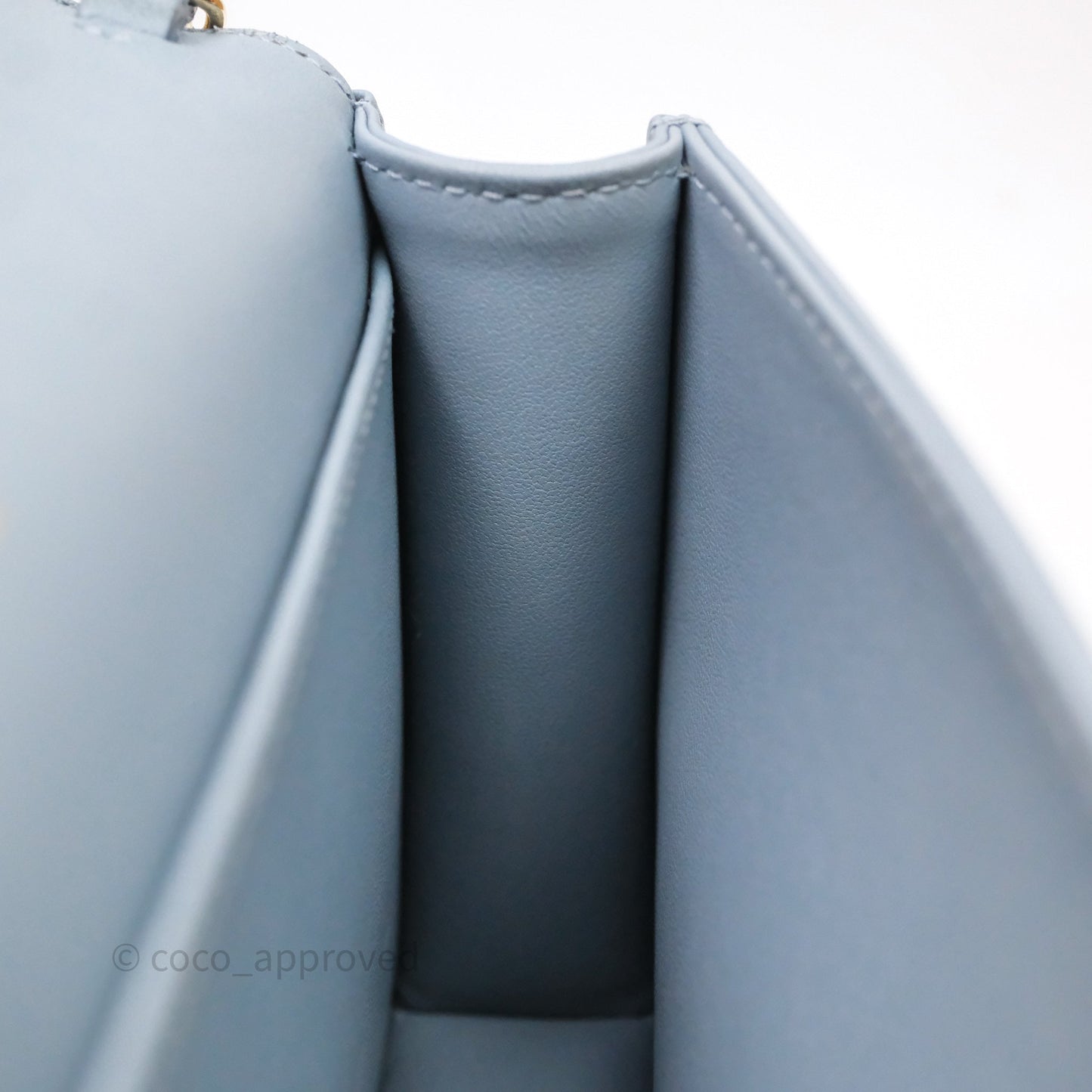 Christian Dior Lady Dior Pouch with Chain Blue Grey Cannage Lambskin Gold Hardware