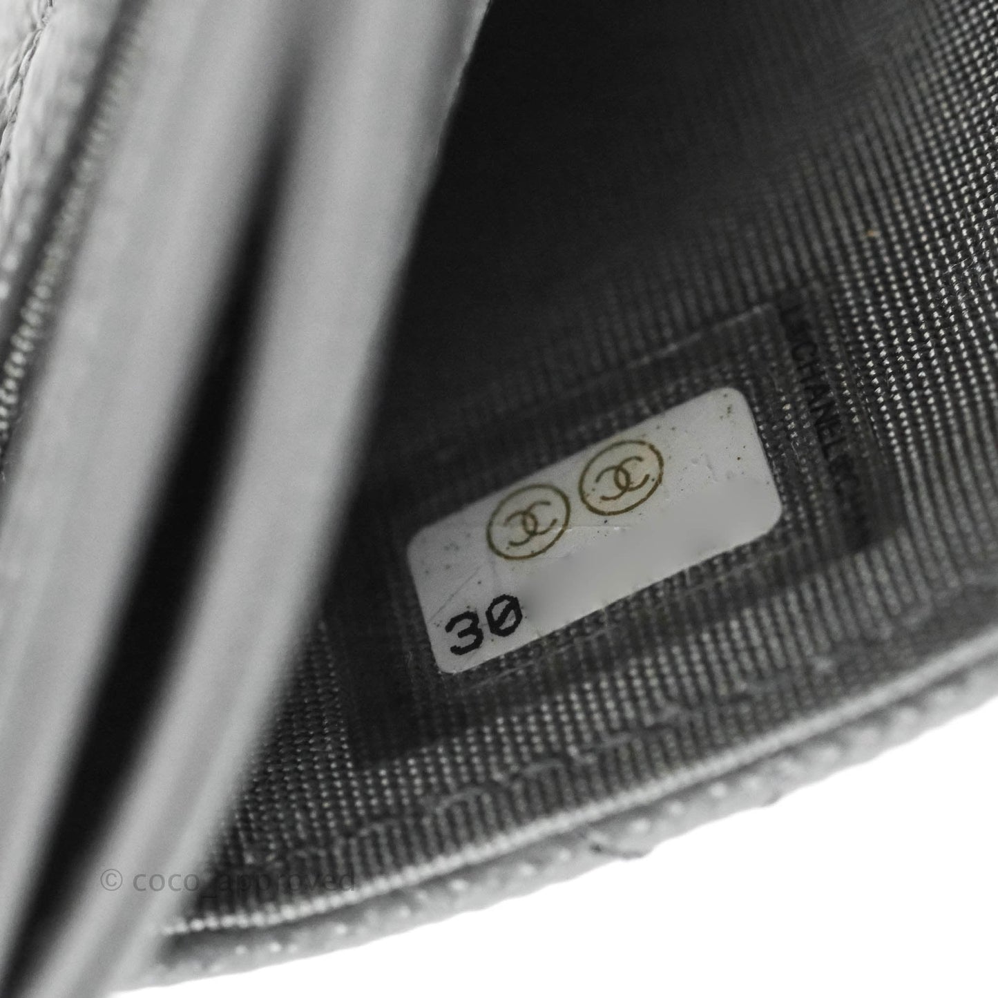 Chanel French New Wave Quilted Flat Card Holder Dark Grey Caviar 20K