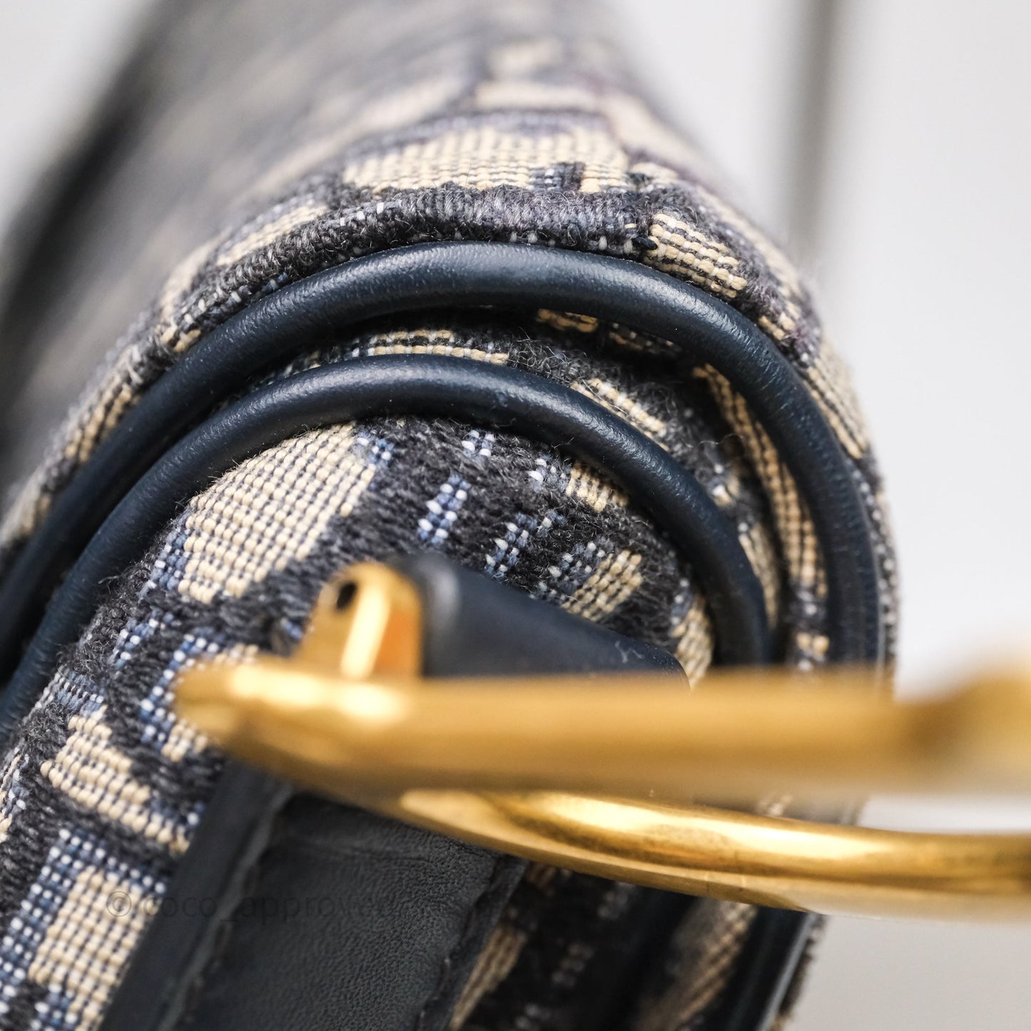 Christian Dior Saddle Bag Navy Dior Oblique Embroidery Gold Hardware