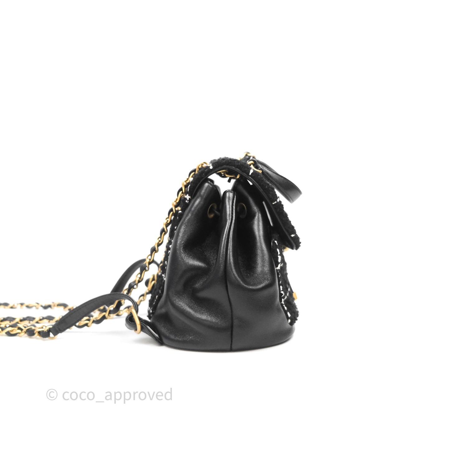 Chanel Duma Backpack Black Tweed Aged Gold Hardware