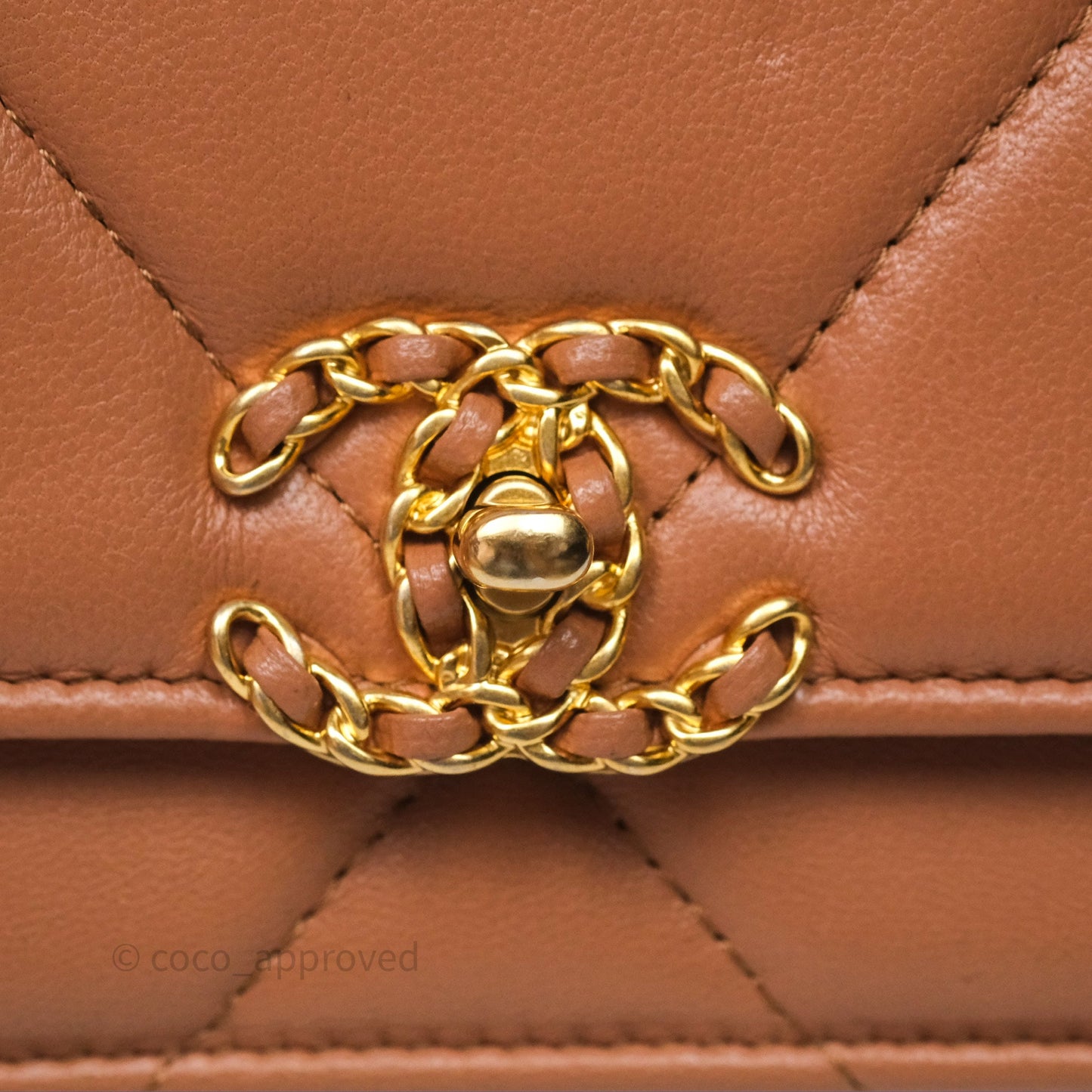 Chanel 19 Wallet on Chain WOC Dark Beige Caramel Lambskin Mixed Hardware