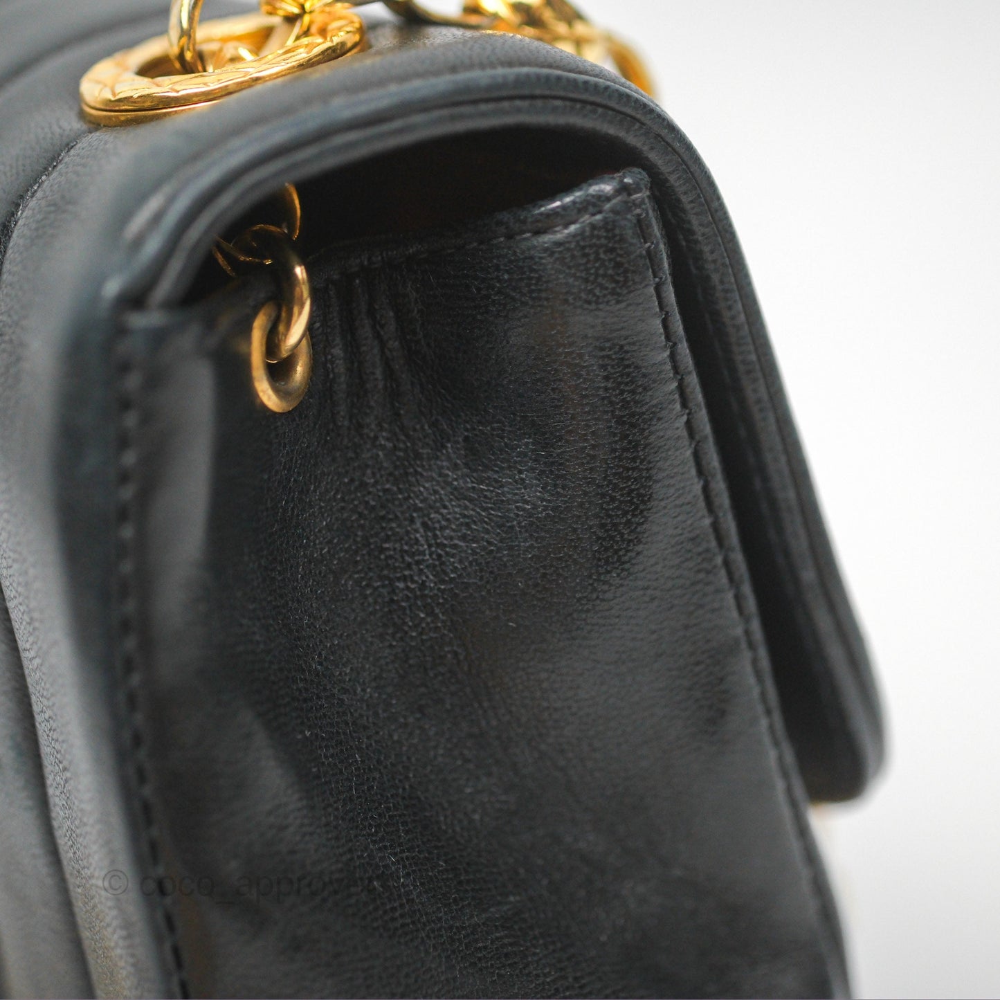 Chanel Vintage Mini Bijoux Chain Flap Black Lambskin Gold Hardware