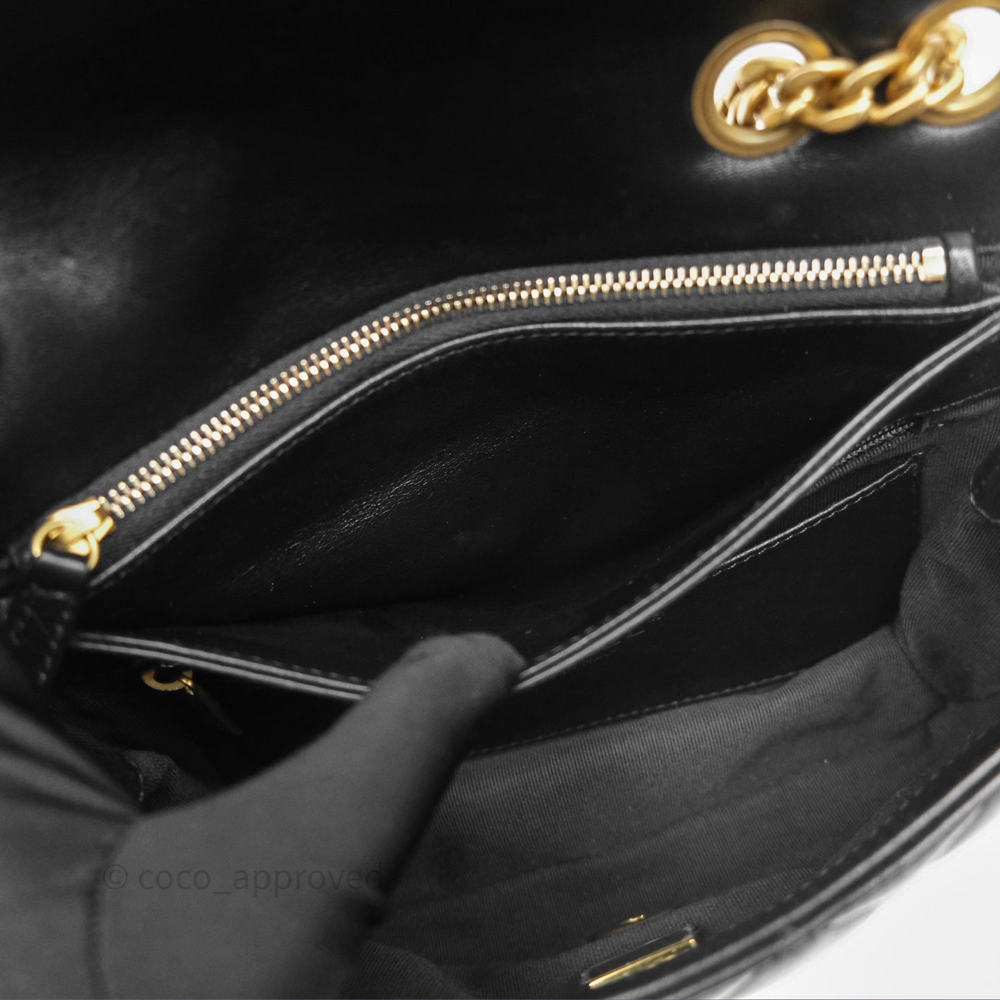 Chanel Small All Slide Adjustable Chain Flap Bag Black Lambskin Aged Gold Hardware 22K