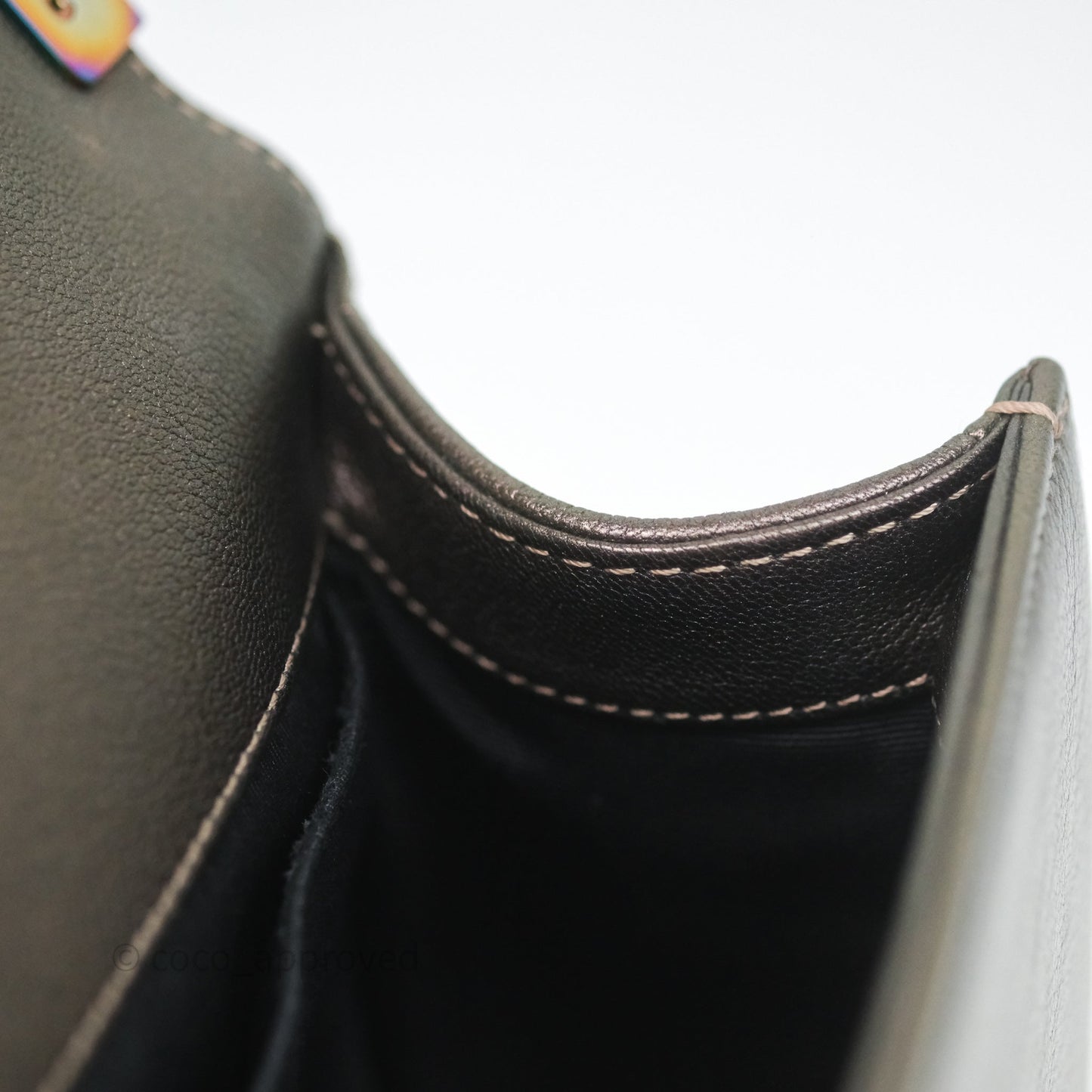 Chanel Quilted Medium Boy Iridescent Bronze Goatskin Rainbow Hardware