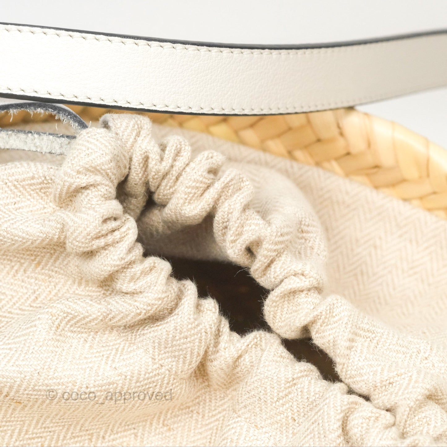 Loewe x Paula's Ibiza Anagram Woven Drawstring Bucket Bag White Natural