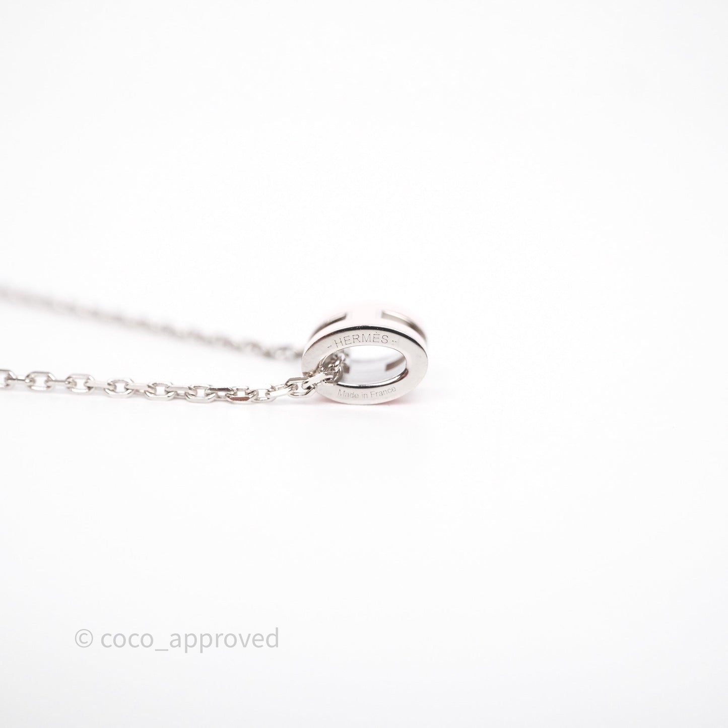 Hermès Mini Pop H Rose Dragee Pendant Necklace Palladium Hardware