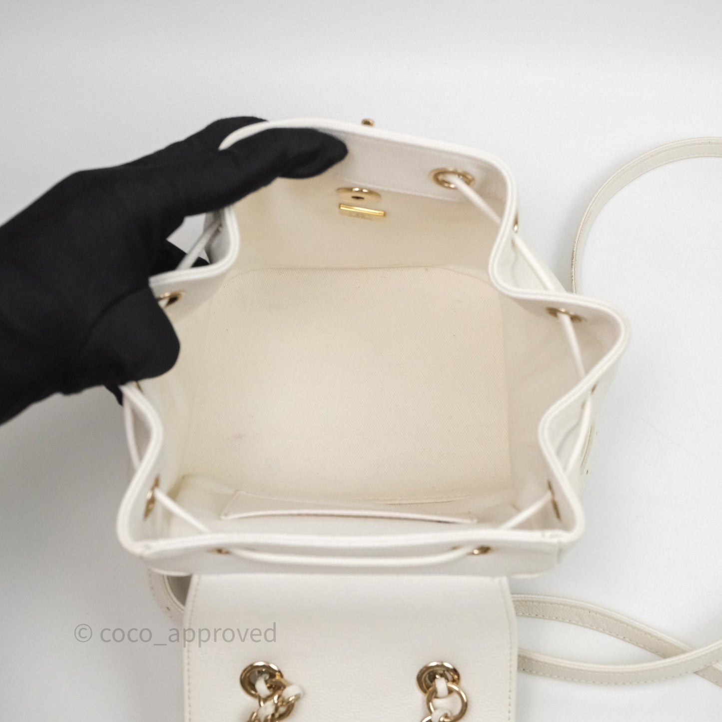Chanel Quilted Business Affinity Backpack Ivory White Caviar Gold Hardware