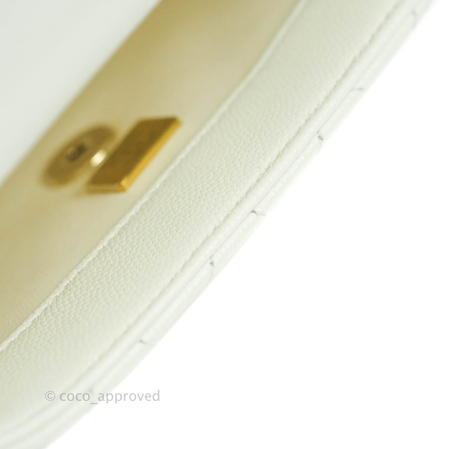 Chanel Extra Mini Coco Handle Quilted White Caviar Gold Hardware